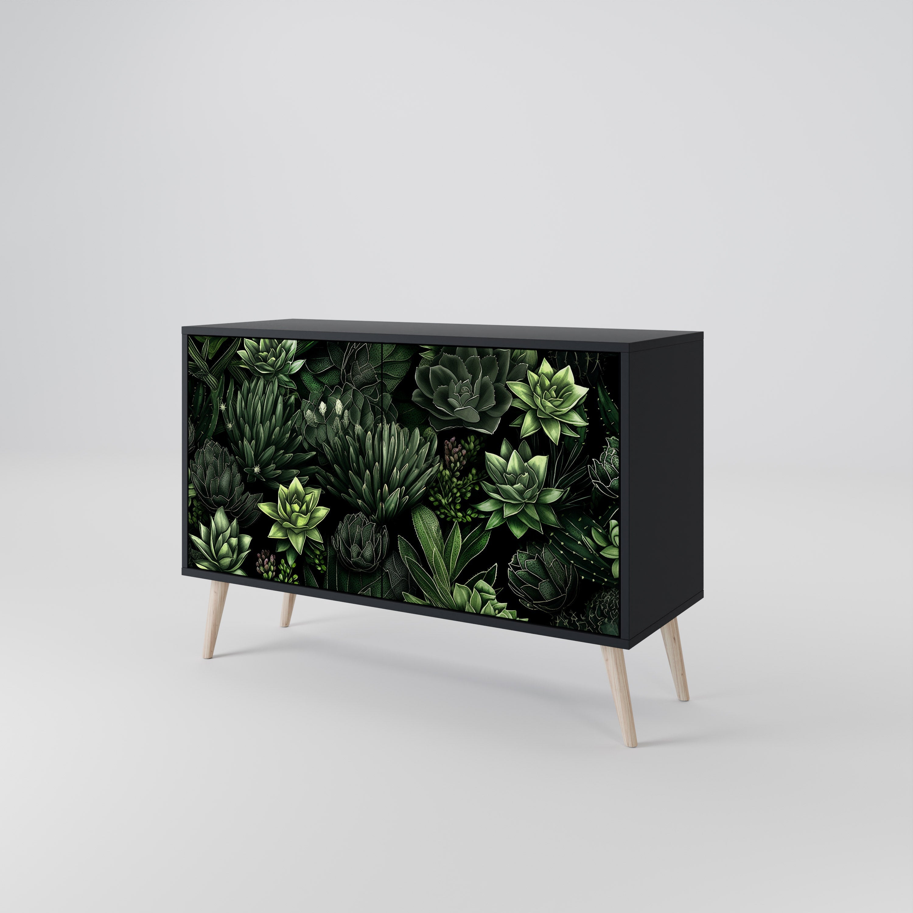 Μπουφές SUCCULENT JUNGLE με 2 πόρτες σε μαύρο φινίρισμα