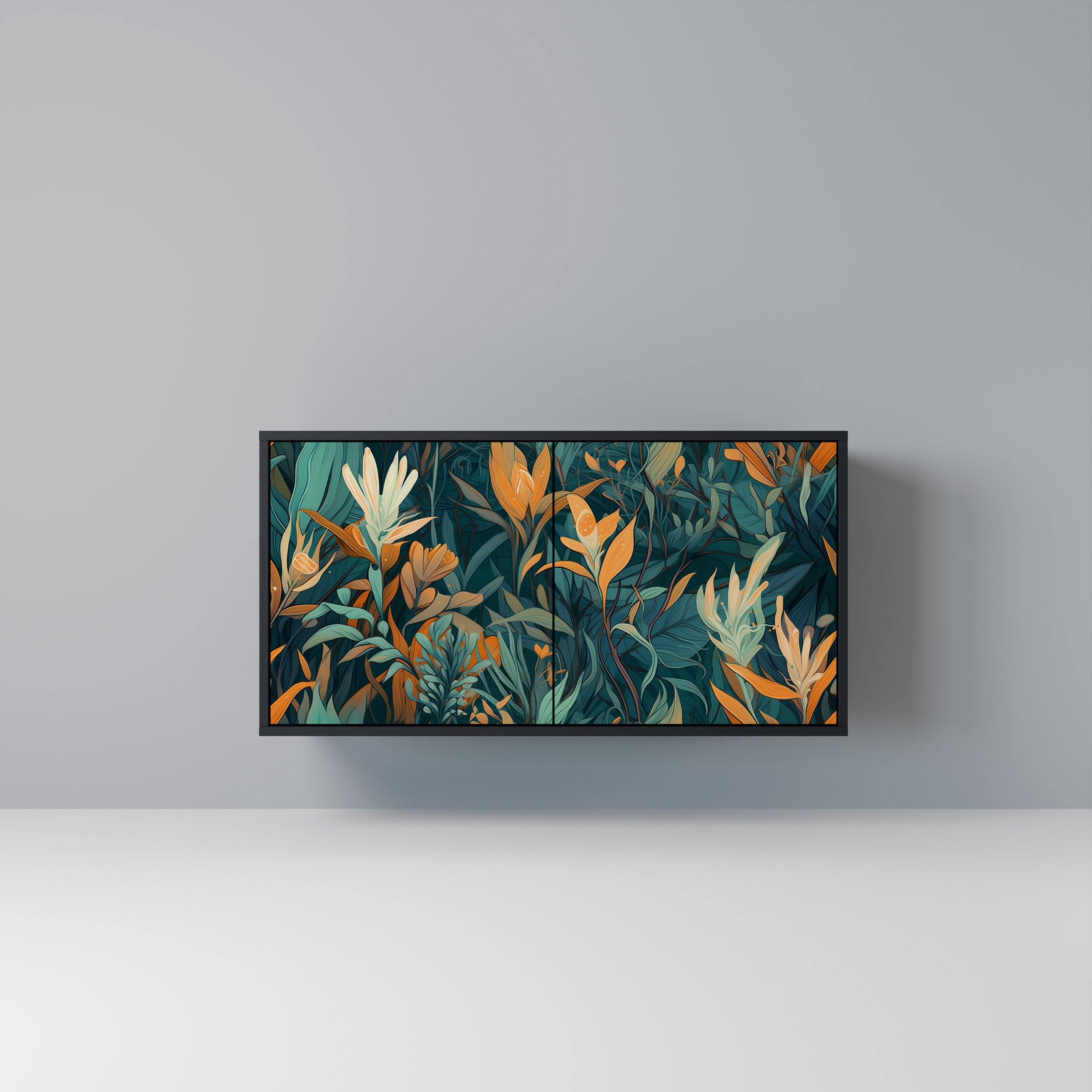 Μπουφές FLORAL SERENITY με 2 πόρτες σε μαύρο φινίρισμα