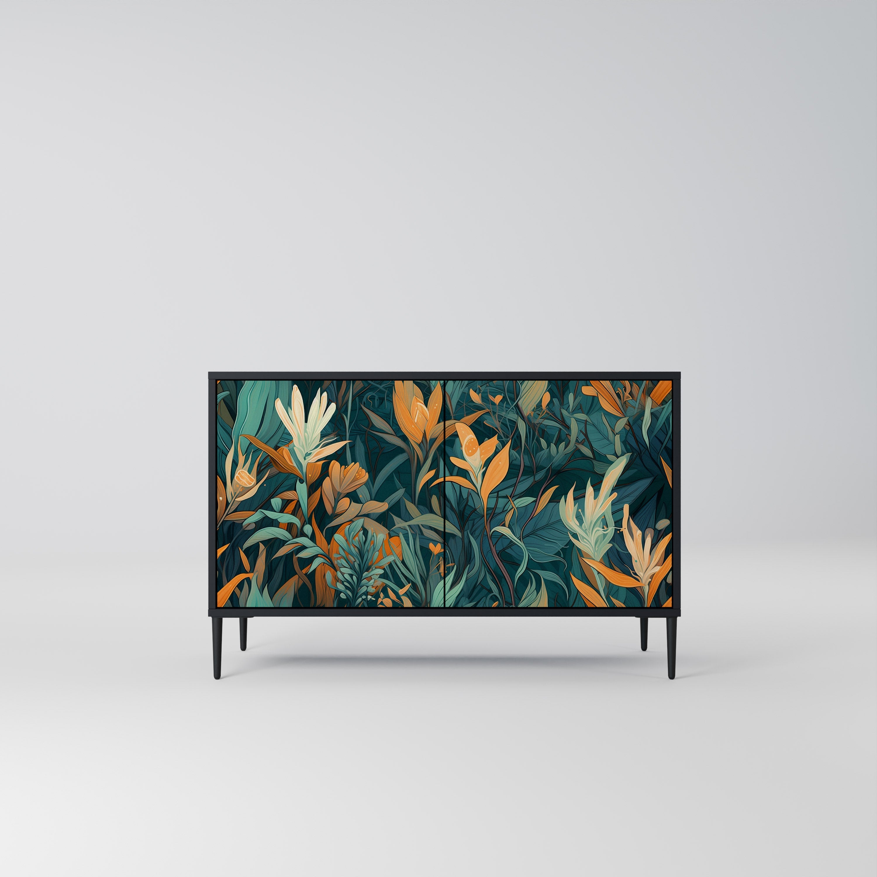 Μπουφές FLORAL SERENITY με 2 πόρτες σε μαύρο φινίρισμα
