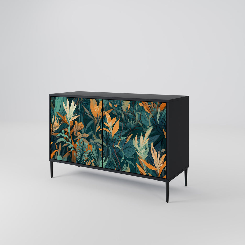 Μπουφές FLORAL SERENITY με 2 πόρτες σε μαύρο φινίρισμα