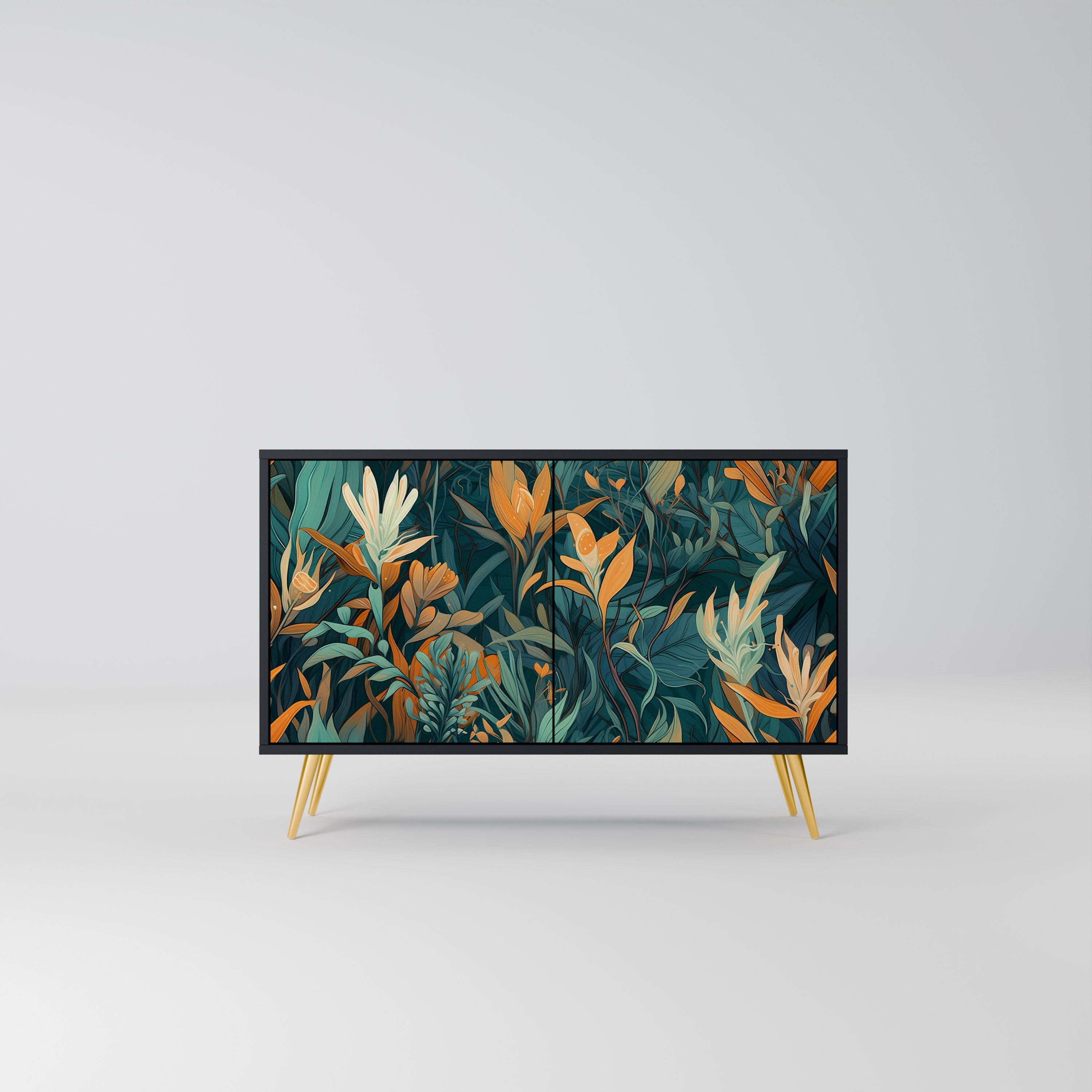 Μπουφές FLORAL SERENITY με 2 πόρτες σε μαύρο φινίρισμα