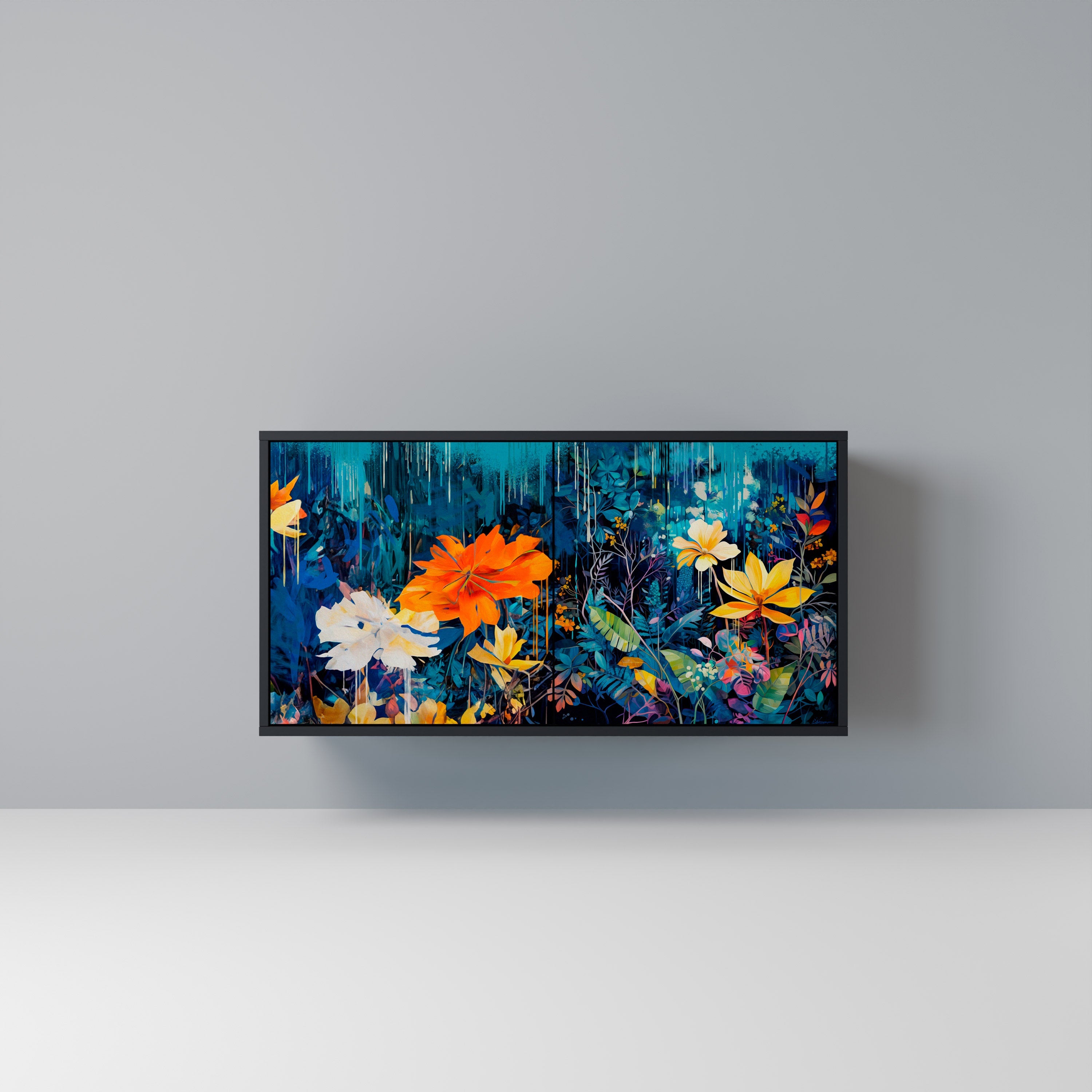 Μπουφές MIDNIGHT BLOSSOM με 2 πόρτες σε μαύρο φινίρισμα