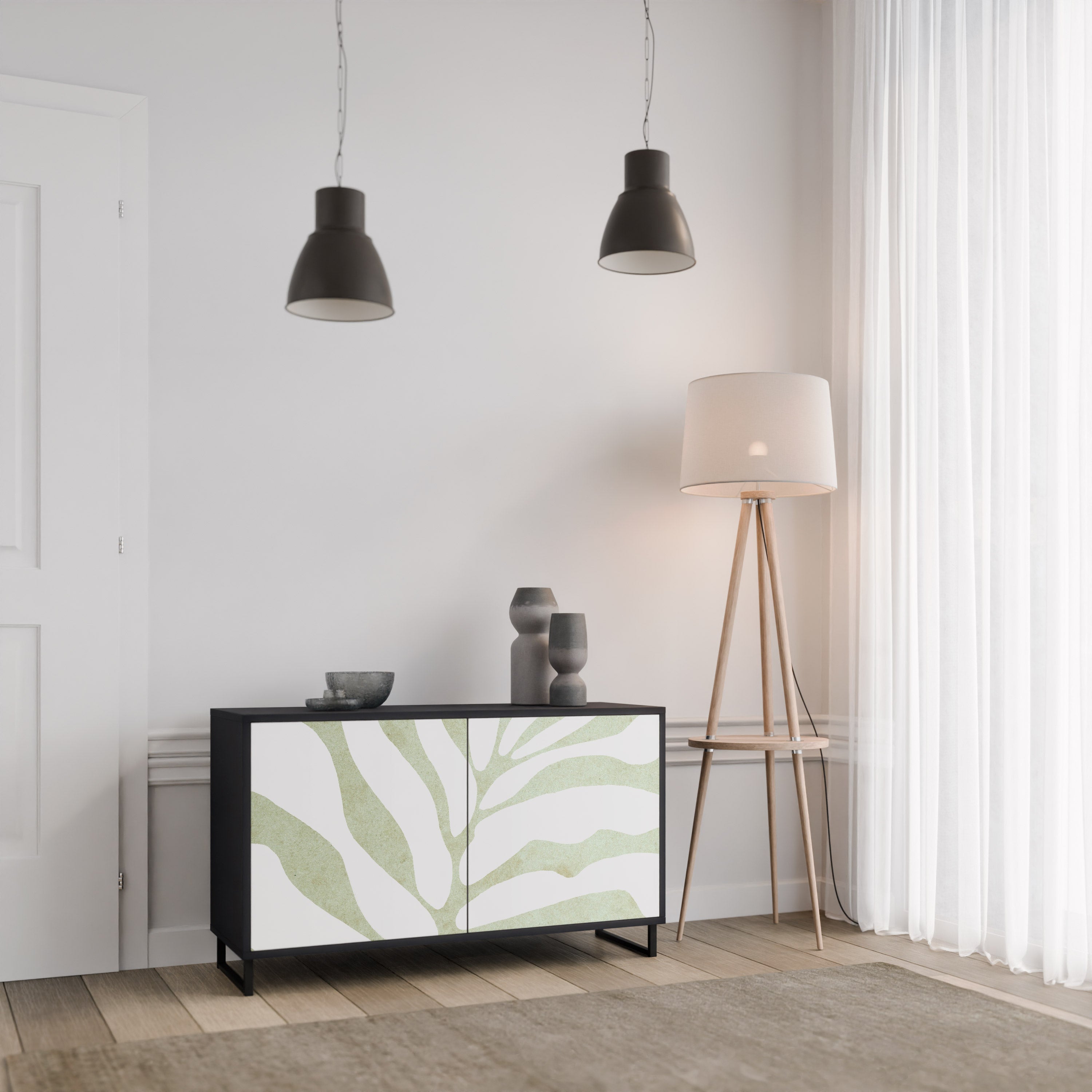 Μπουφές BOTANICAL SPARK με 2 πόρτες σε μαύρο φινίρισμα