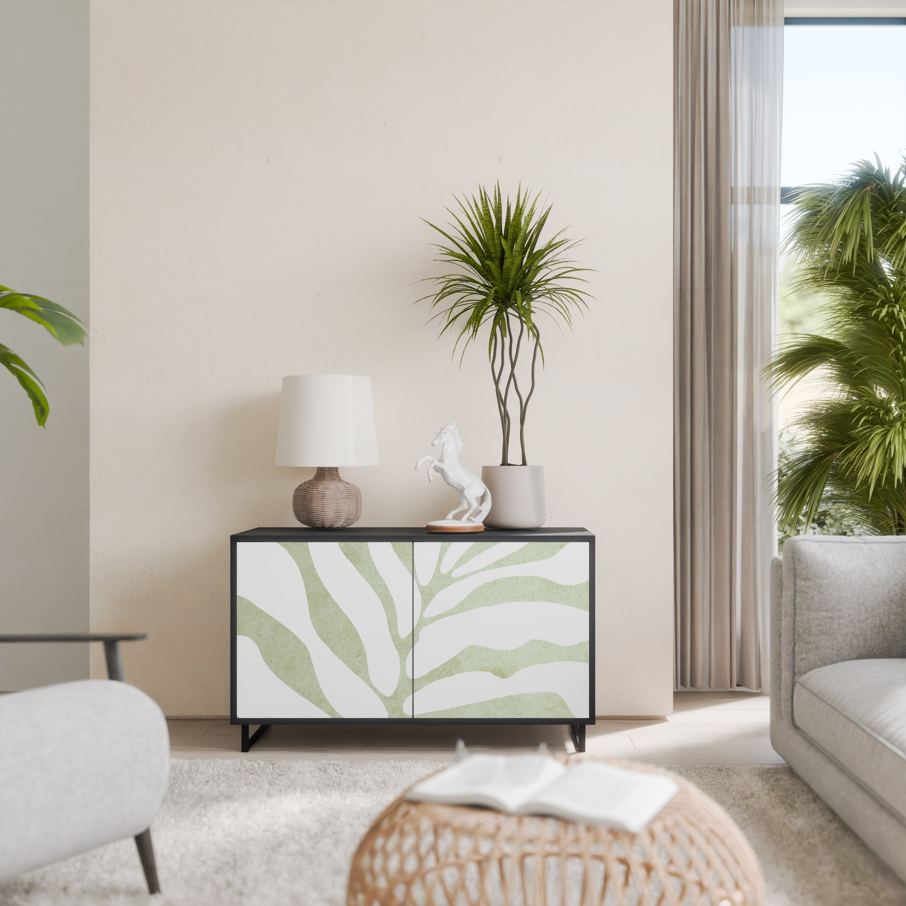 Μπουφές BOTANICAL SPARK με 2 πόρτες σε μαύρο φινίρισμα
