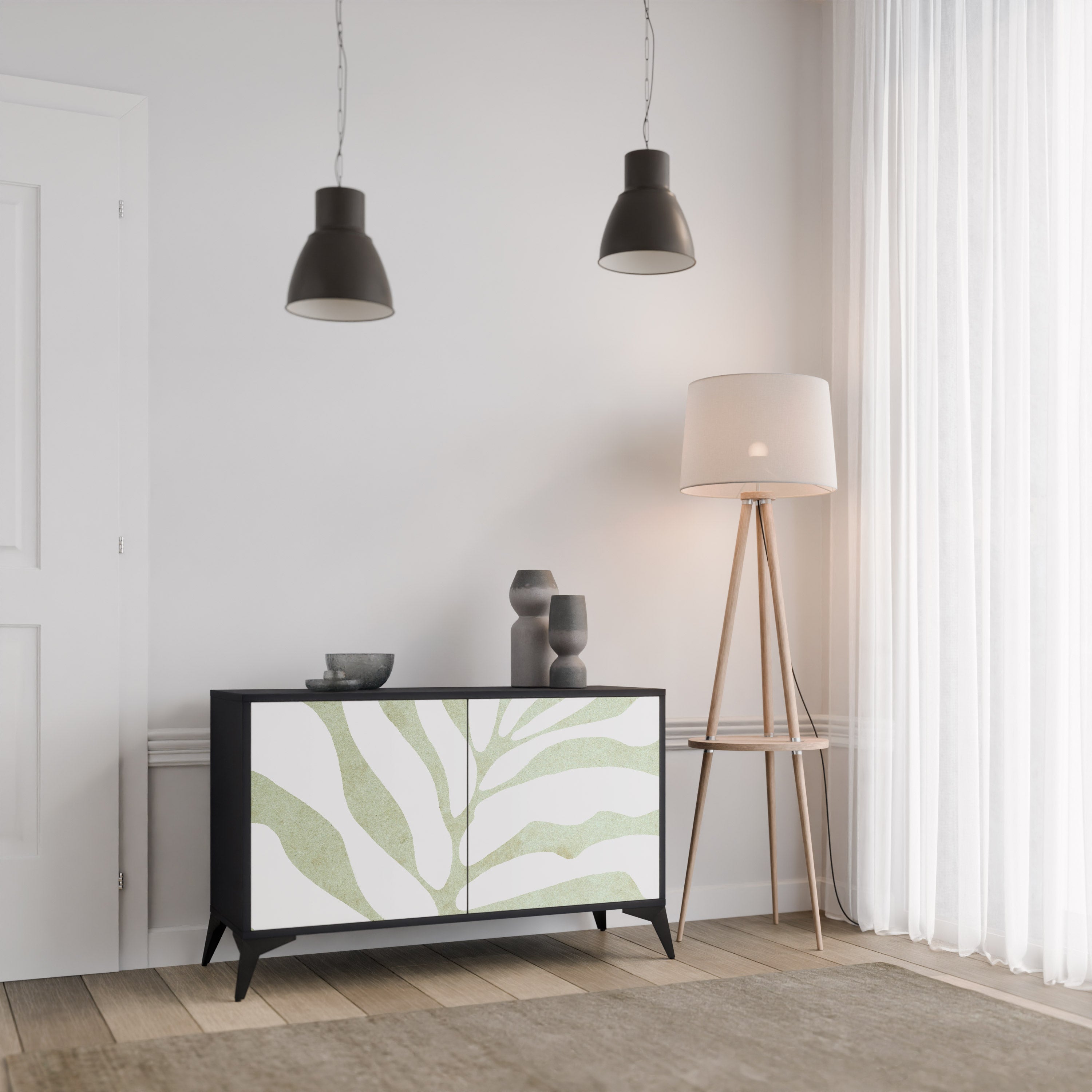 Μπουφές BOTANICAL SPARK με 2 πόρτες σε μαύρο φινίρισμα
