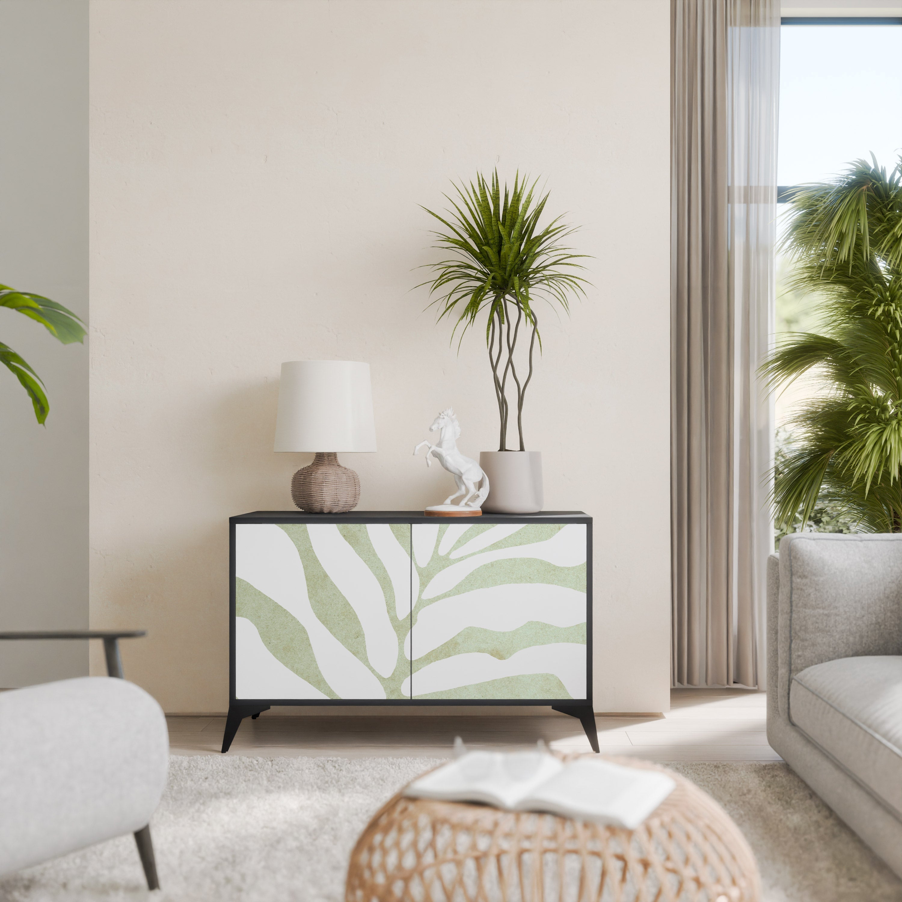 Μπουφές BOTANICAL SPARK με 2 πόρτες σε μαύρο φινίρισμα