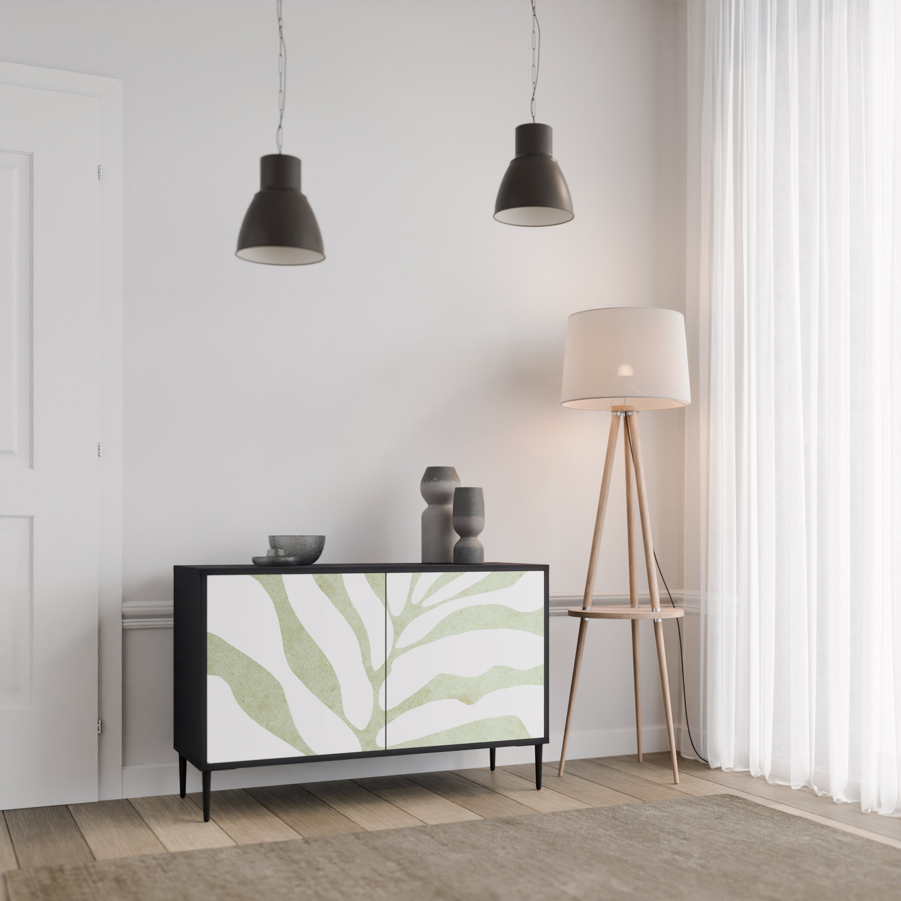 Μπουφές BOTANICAL SPARK με 2 πόρτες σε μαύρο φινίρισμα