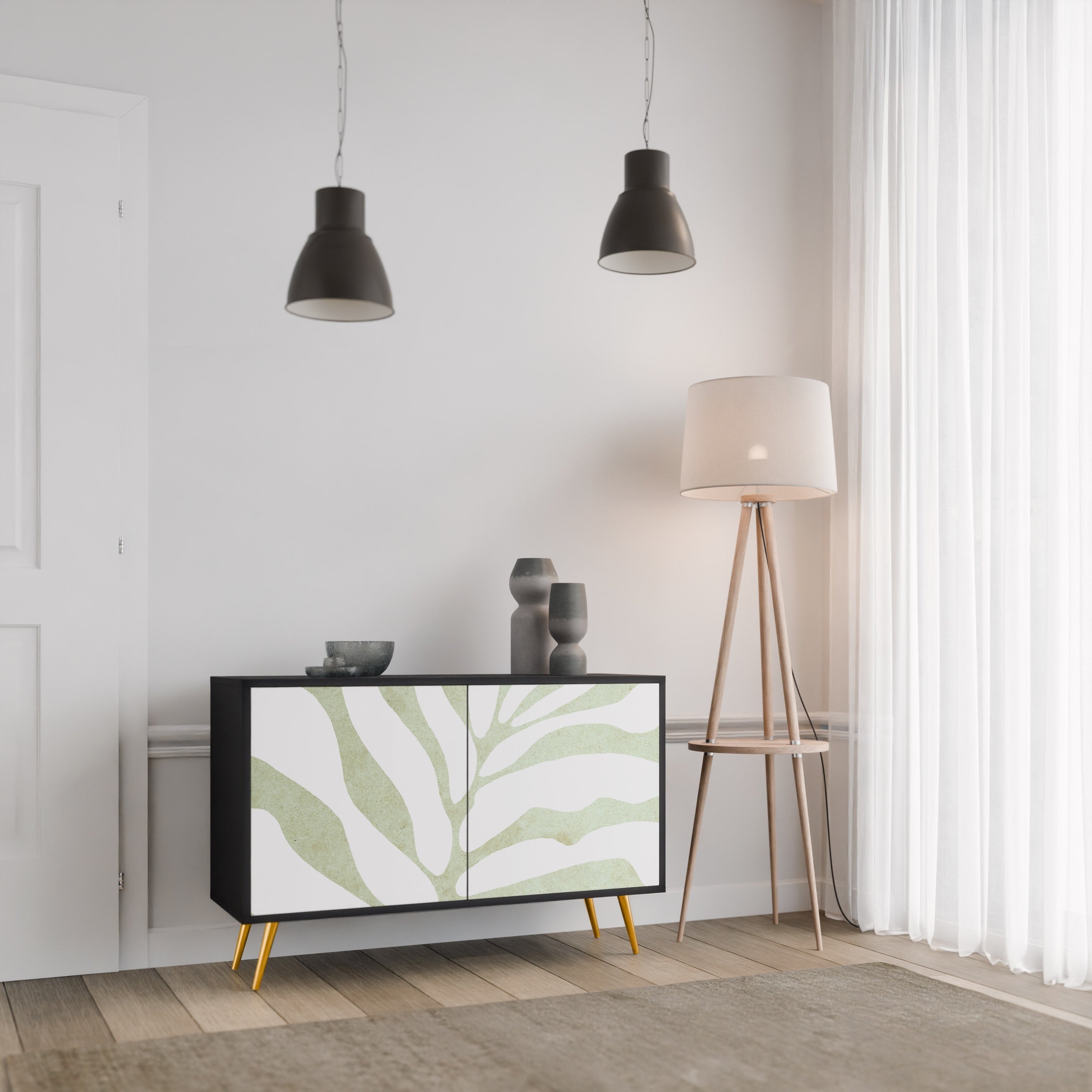 Μπουφές BOTANICAL SPARK με 2 πόρτες σε μαύρο φινίρισμα