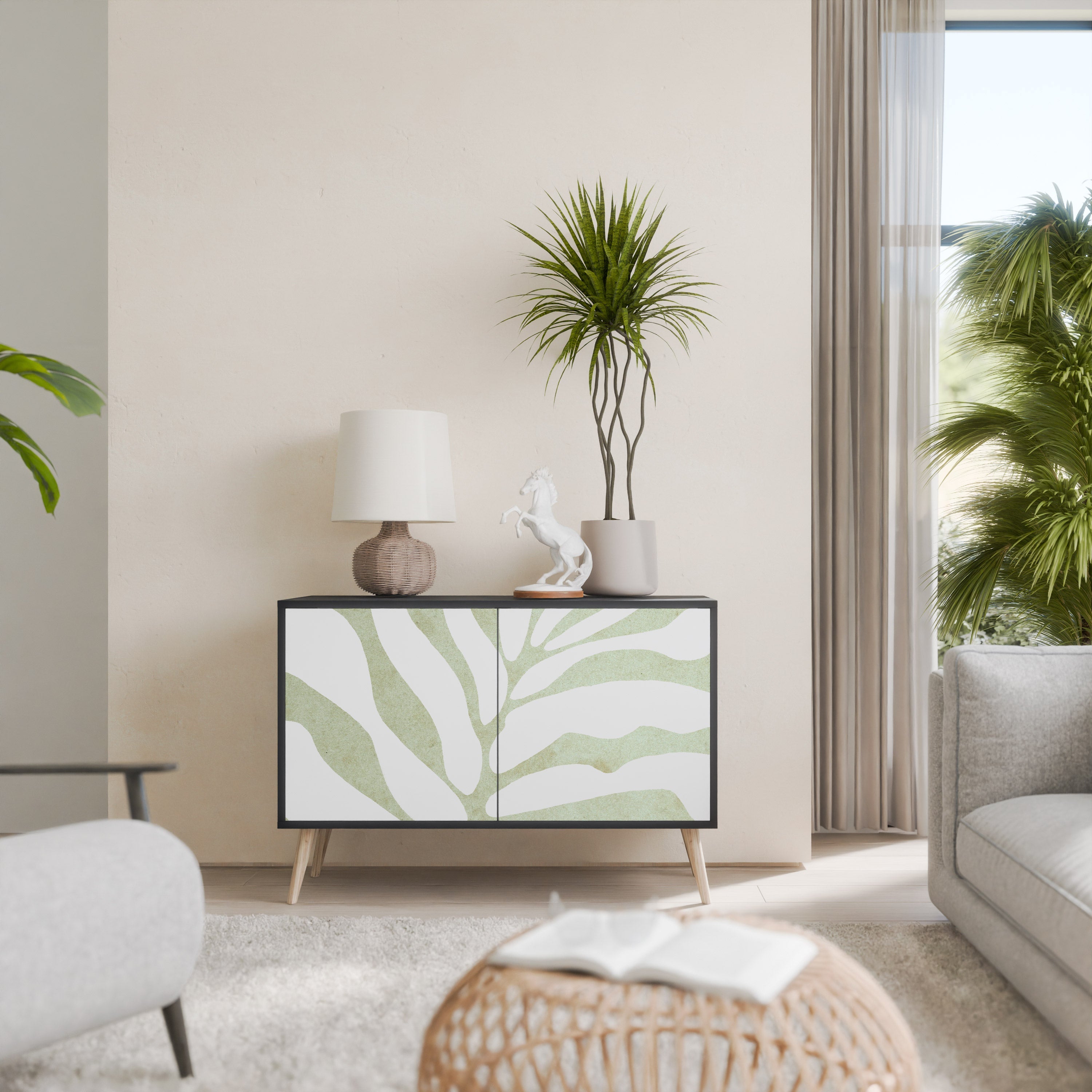 Μπουφές BOTANICAL SPARK με 2 πόρτες σε μαύρο φινίρισμα