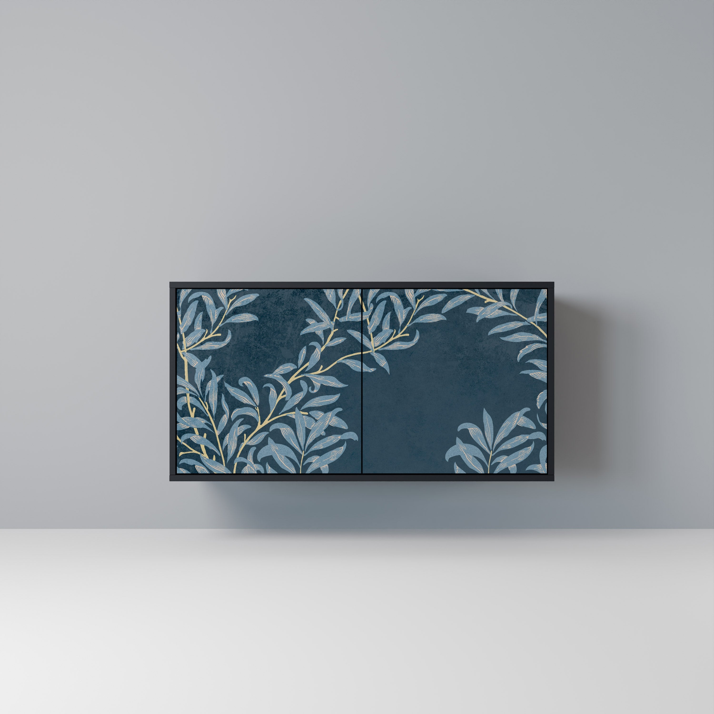 Μπουφές BLUE LEAVES με 2 πόρτες σε μαύρο φινίρισμα