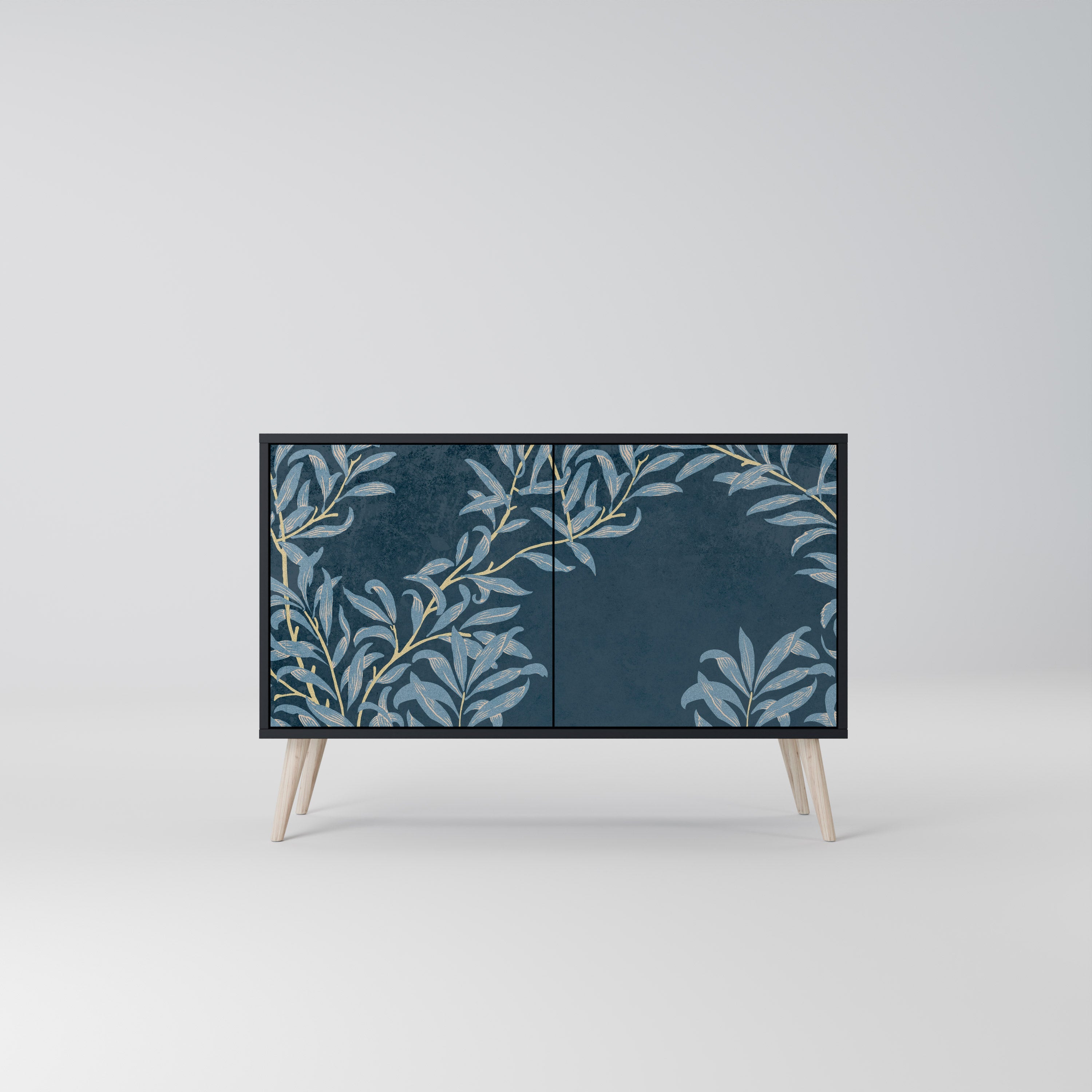 Μπουφές BLUE LEAVES με 2 πόρτες σε μαύρο φινίρισμα