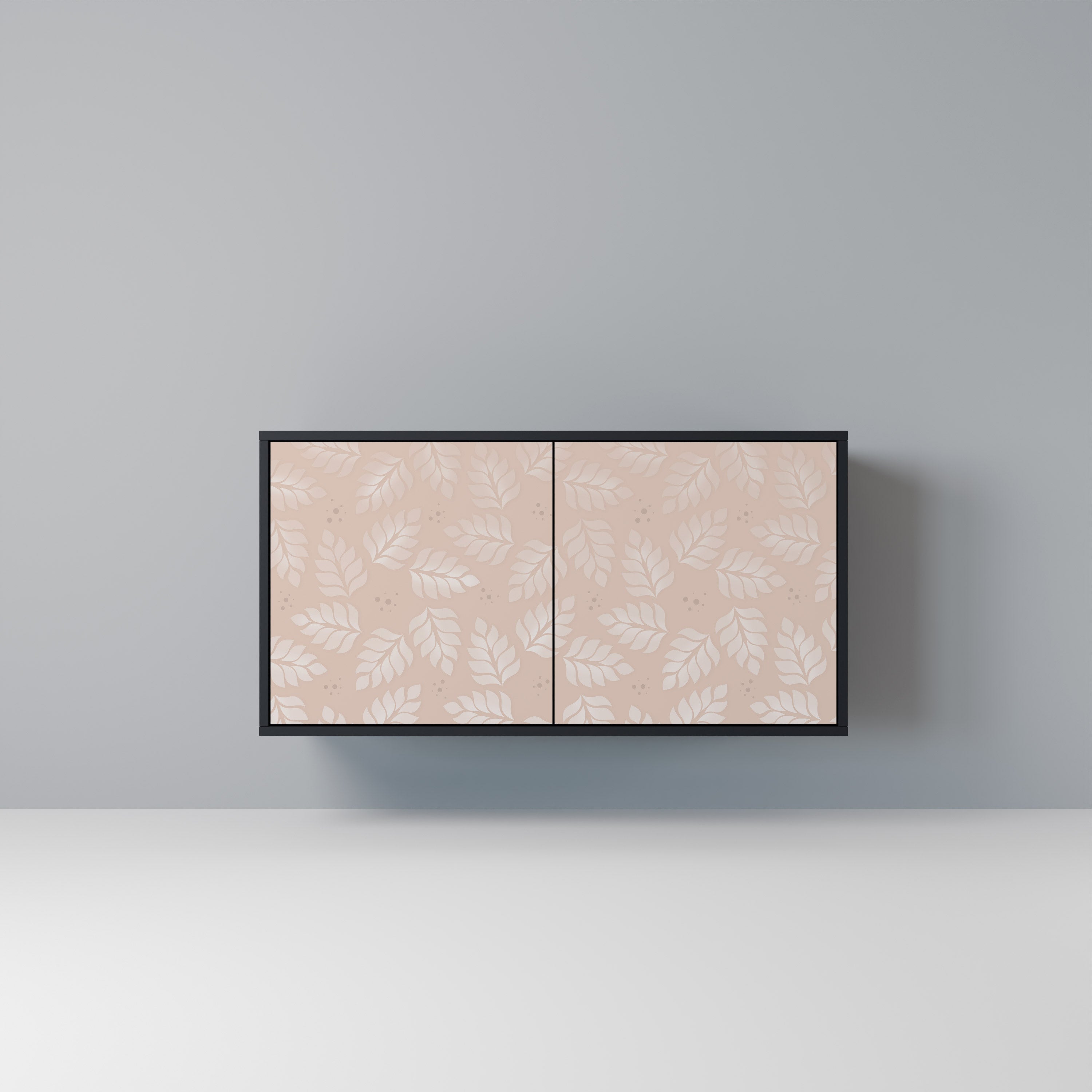 Μπουφές LEAVES ON BEIGE με 2 πόρτες σε μαύρο φινίρισμα