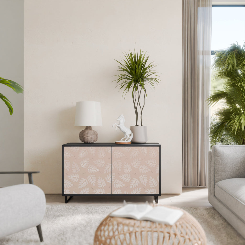 Μπουφές LEAVES ON BEIGE με 2 πόρτες σε μαύρο φινίρισμα
