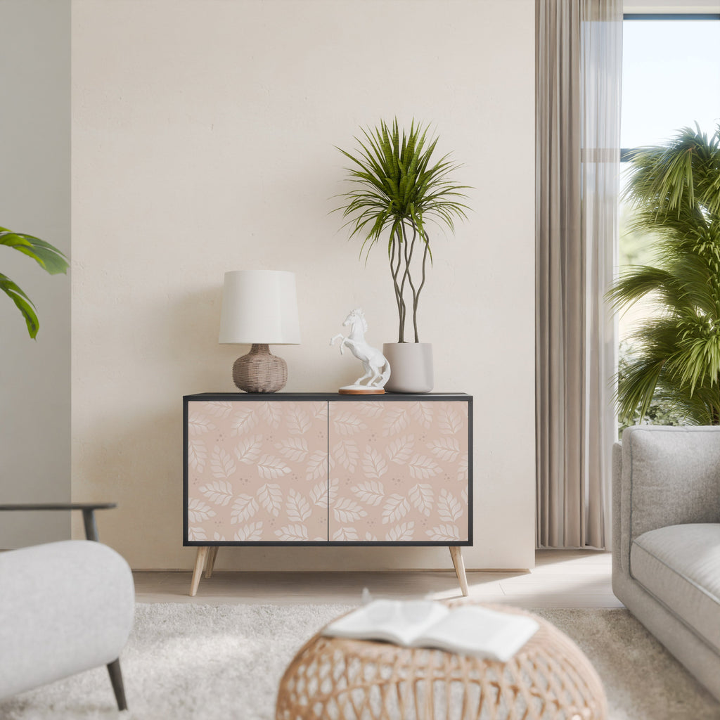 Μπουφές LEAVES ON BEIGE με 2 πόρτες σε μαύρο φινίρισμα