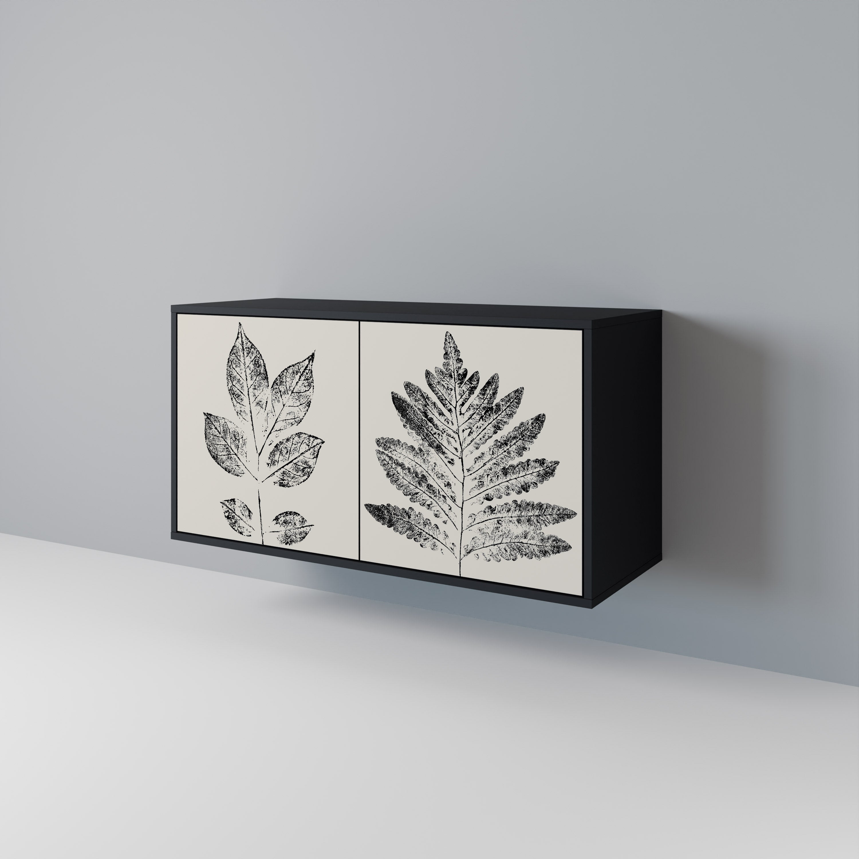 Μπουφές LEAFY STAMPS με 2 πόρτες σε μαύρο φινίρισμα