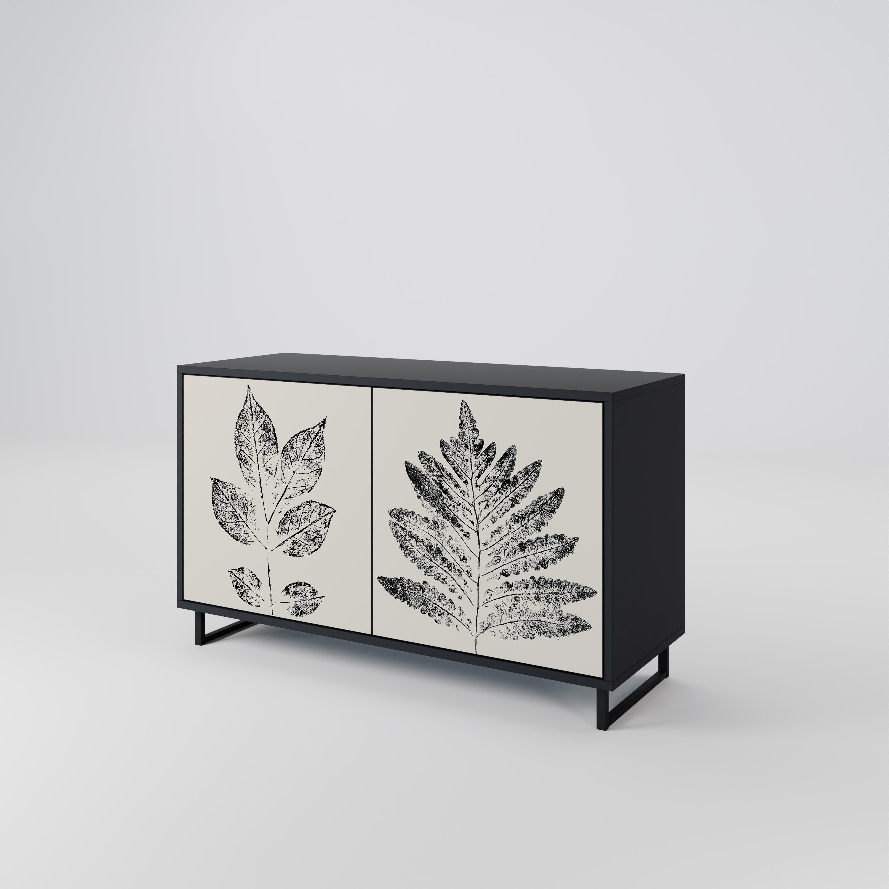 Μπουφές LEAFY STAMPS με 2 πόρτες σε μαύρο φινίρισμα