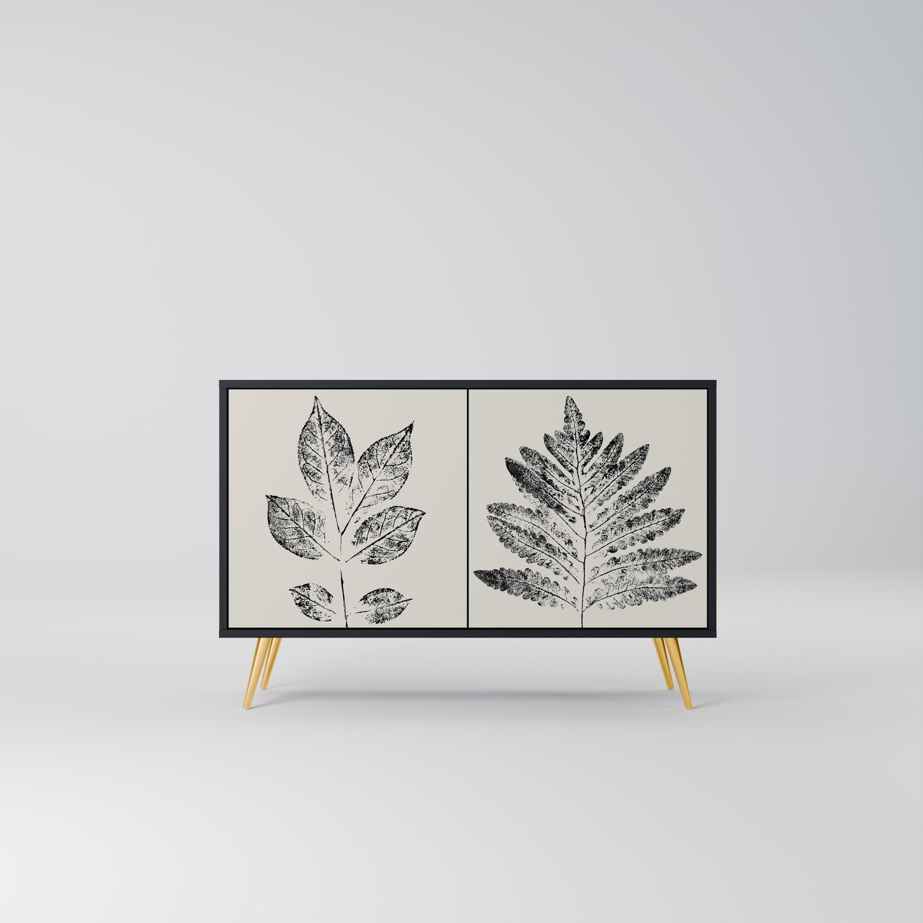 Μπουφές LEAFY STAMPS με 2 πόρτες σε μαύρο φινίρισμα