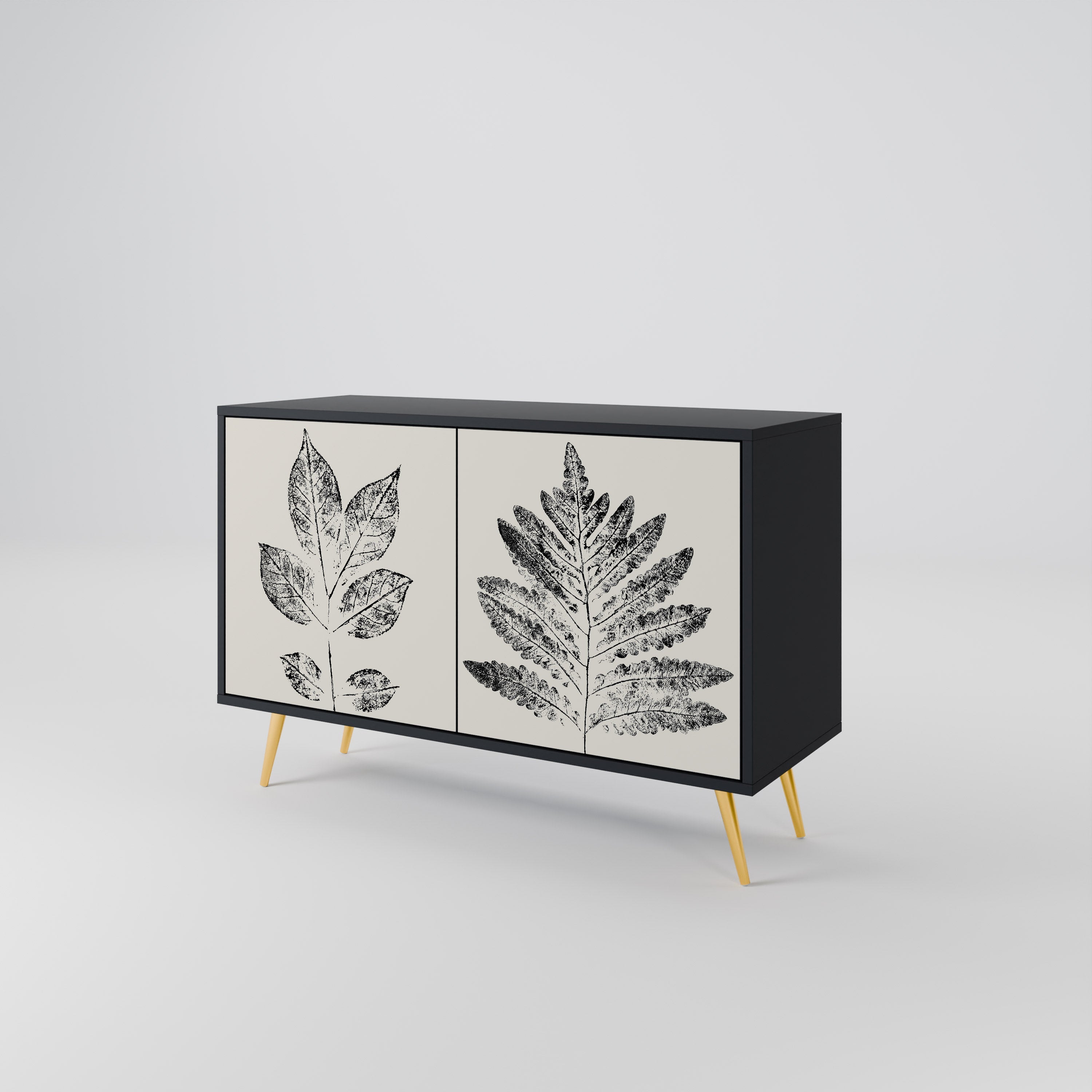 Μπουφές LEAFY STAMPS με 2 πόρτες σε μαύρο φινίρισμα