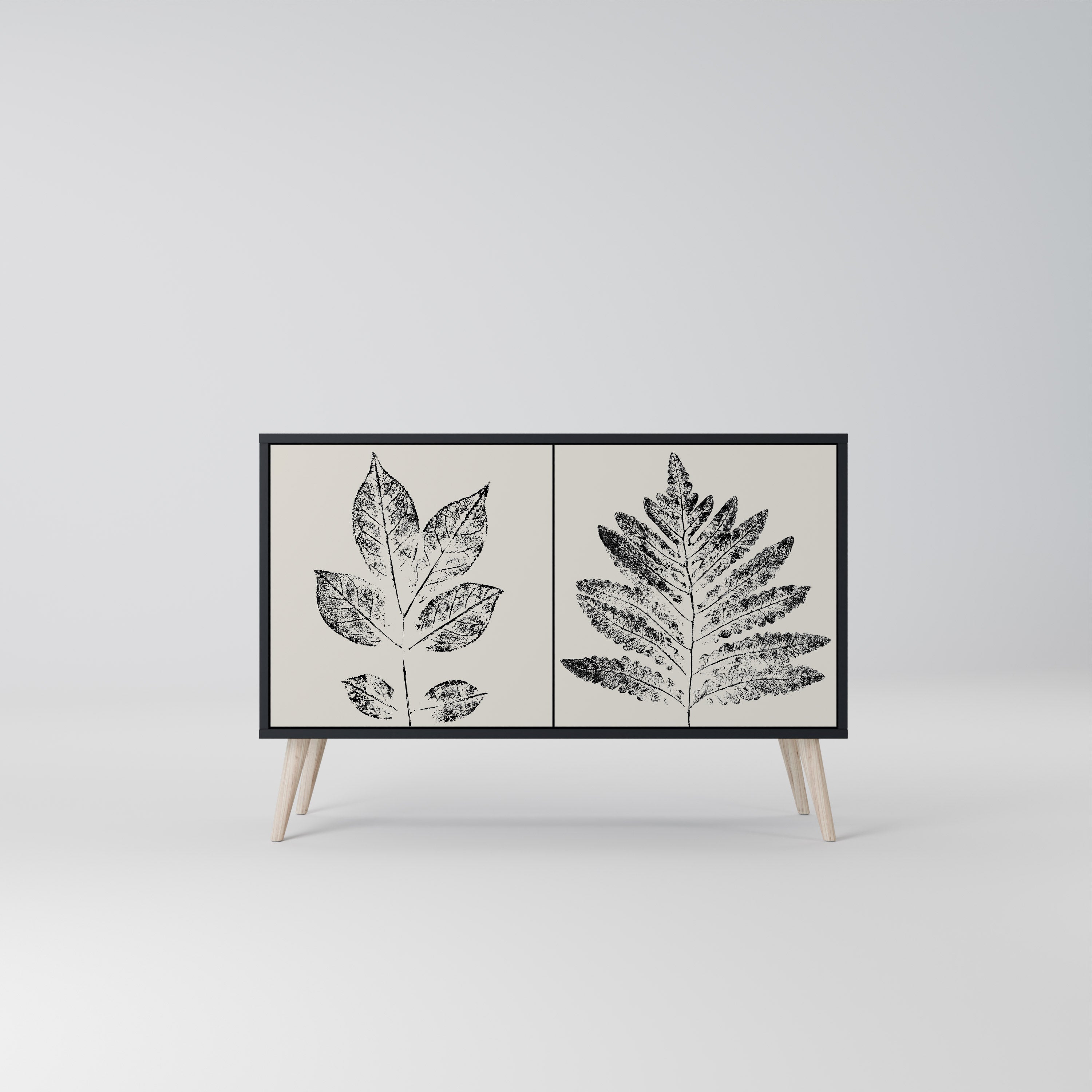 Μπουφές LEAFY STAMPS με 2 πόρτες σε μαύρο φινίρισμα