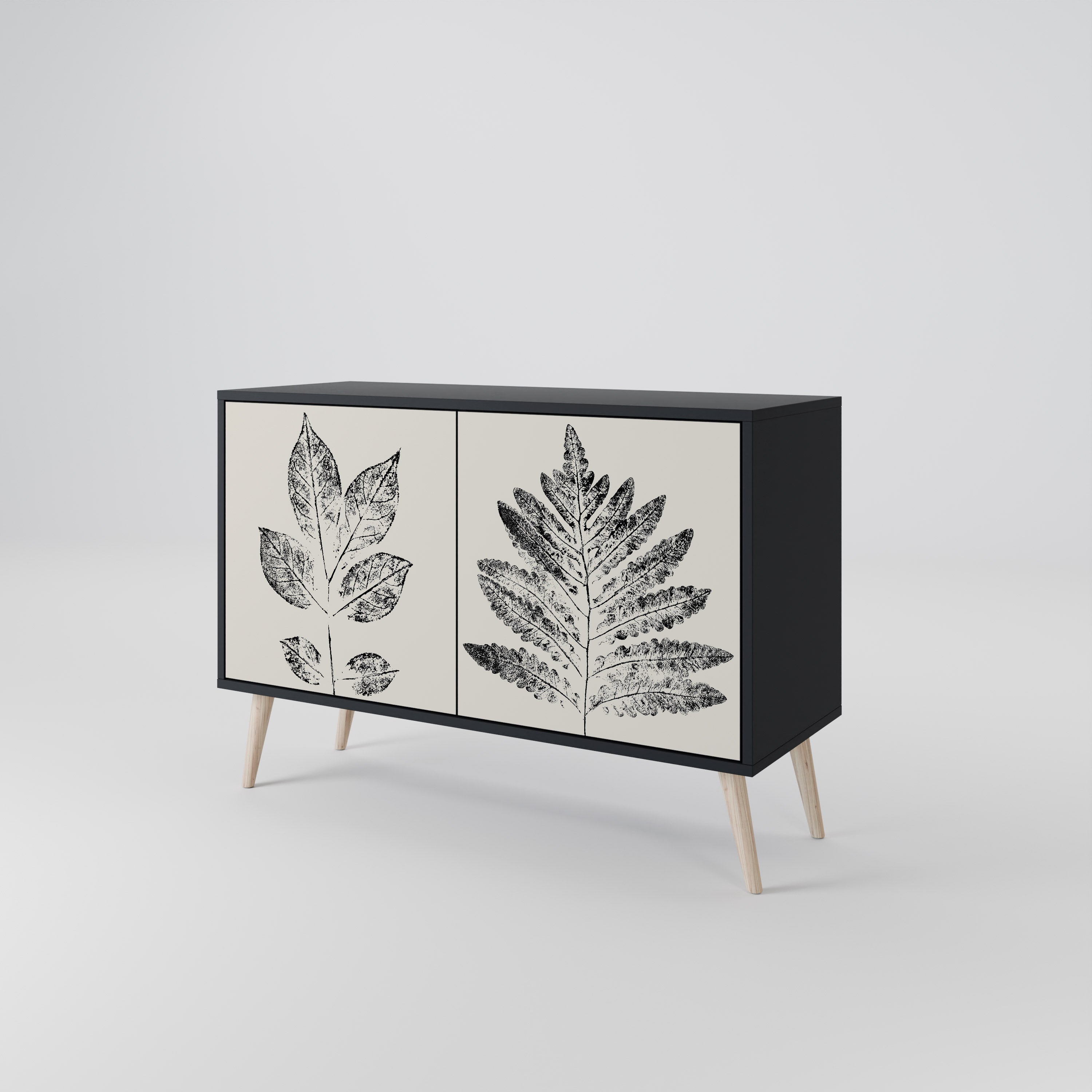 Μπουφές LEAFY STAMPS με 2 πόρτες σε μαύρο φινίρισμα