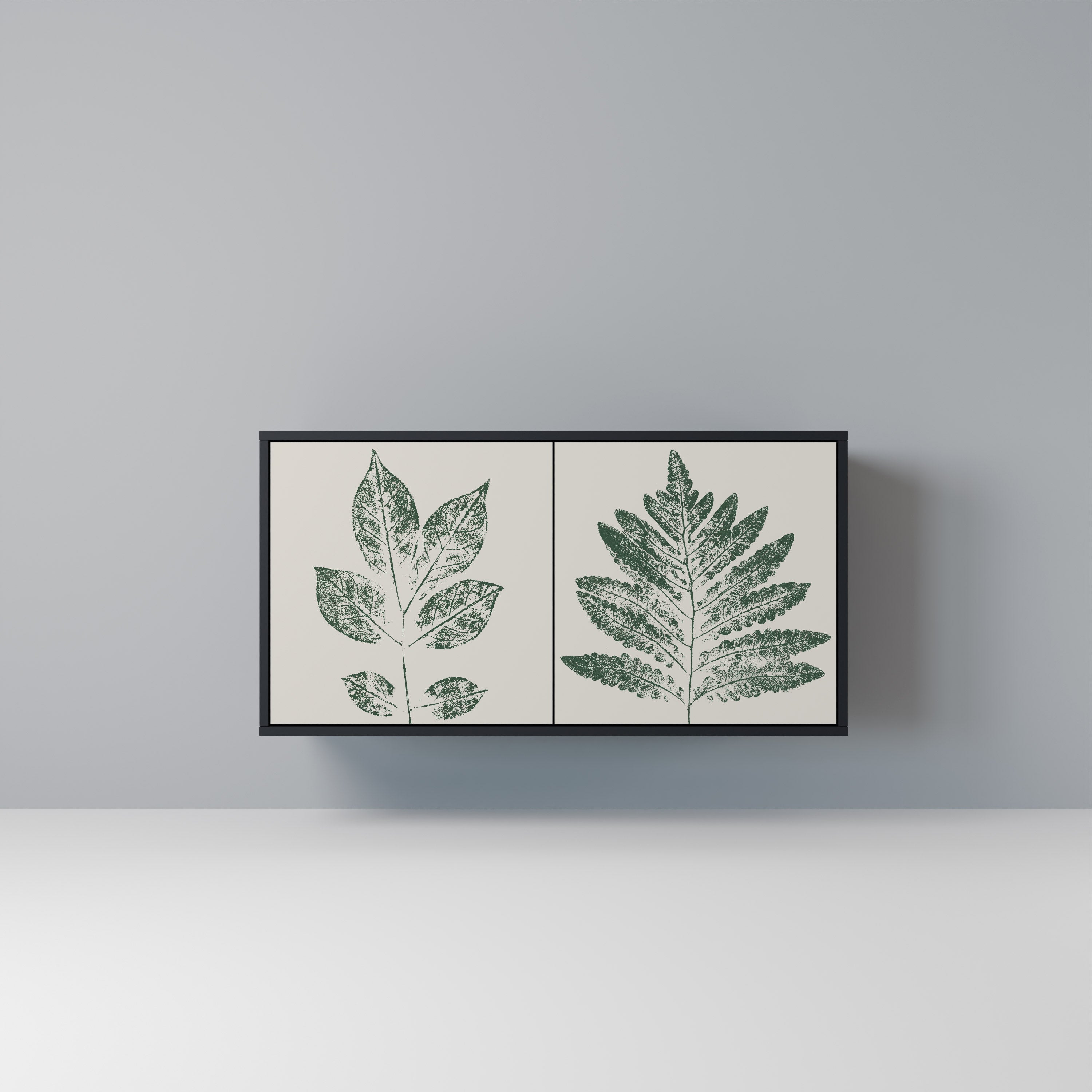 Μπουφές GREEN LEAFY STAMPS με 2 πόρτες σε μαύρο φινίρισμα