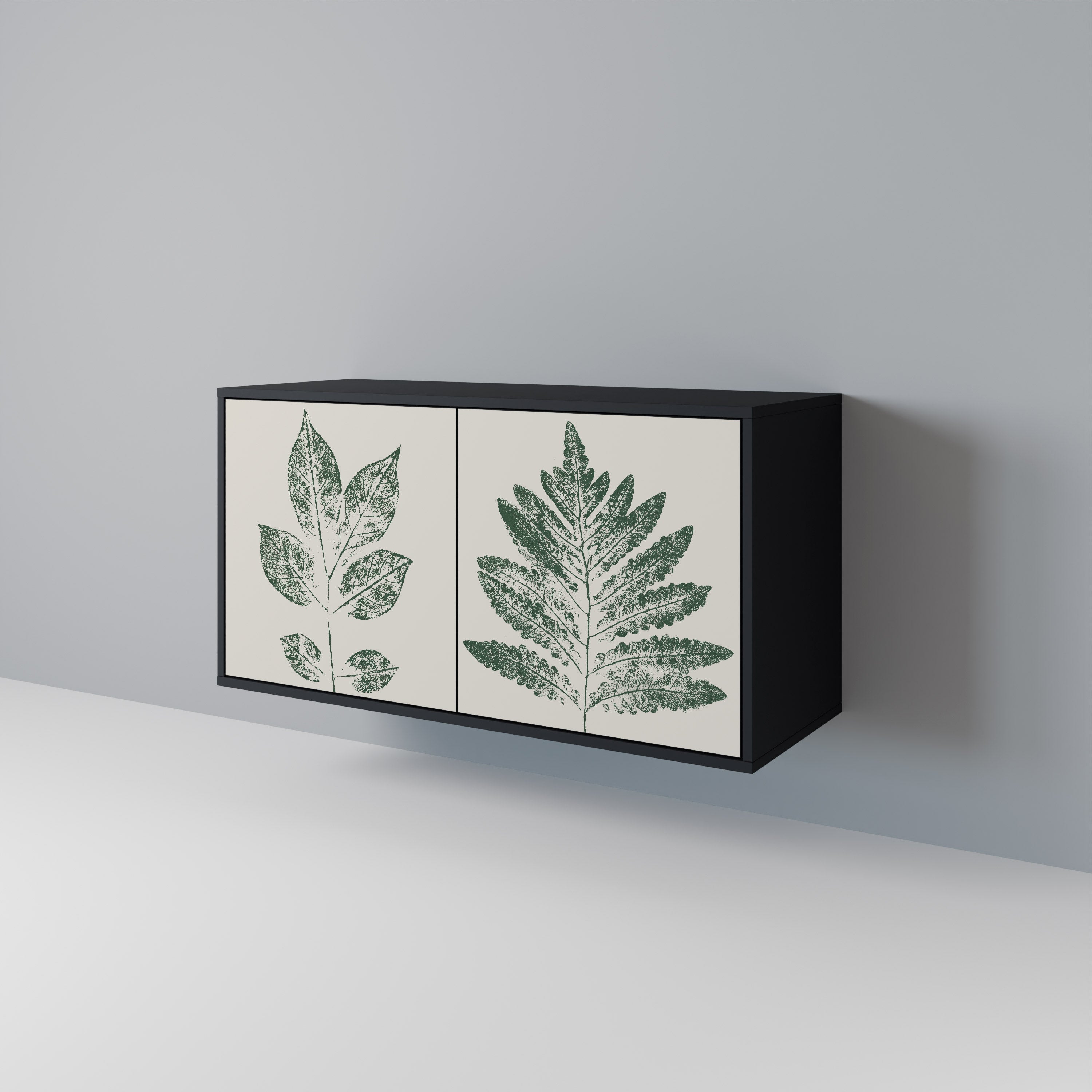 Μπουφές GREEN LEAFY STAMPS με 2 πόρτες σε μαύρο φινίρισμα