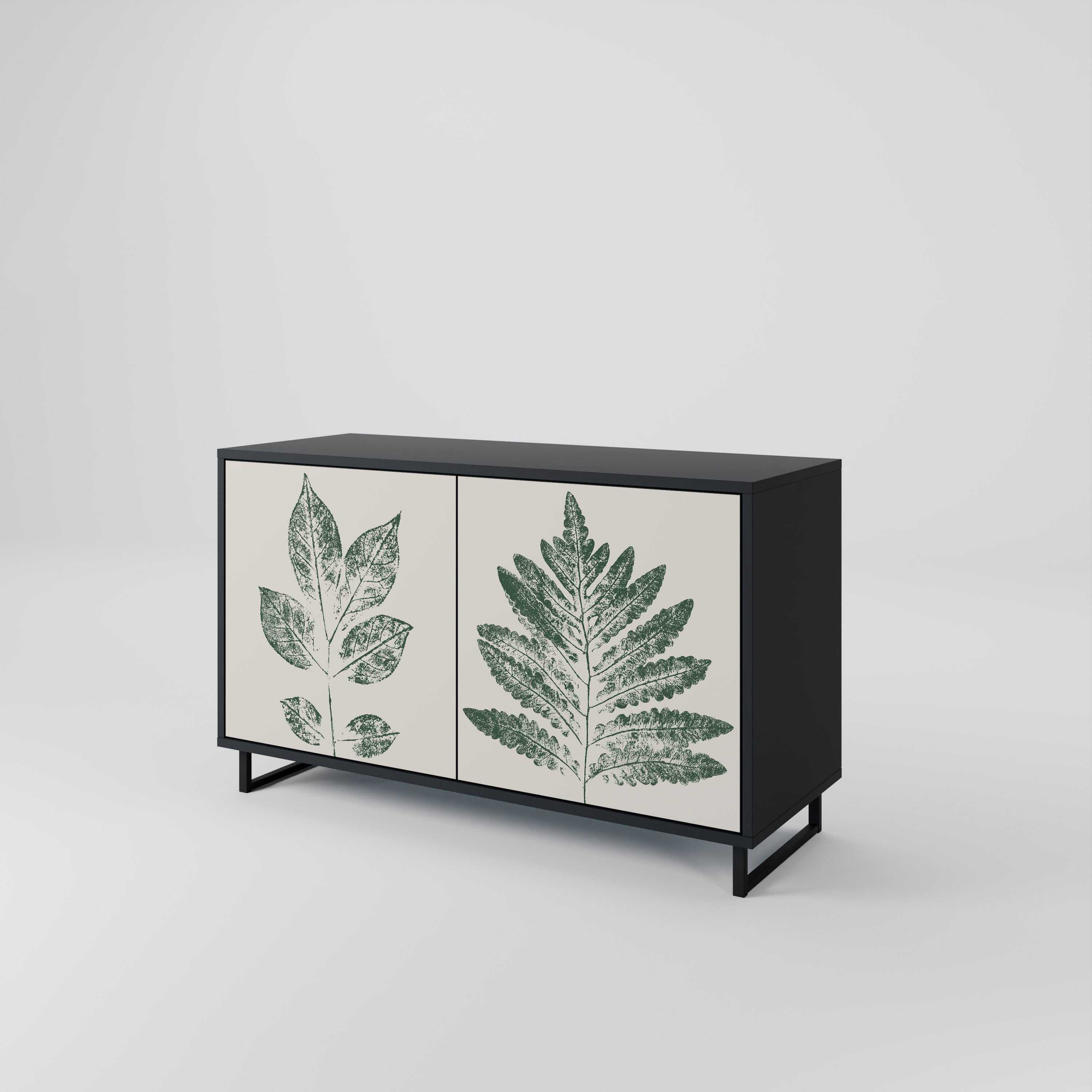 Μπουφές GREEN LEAFY STAMPS με 2 πόρτες σε μαύρο φινίρισμα