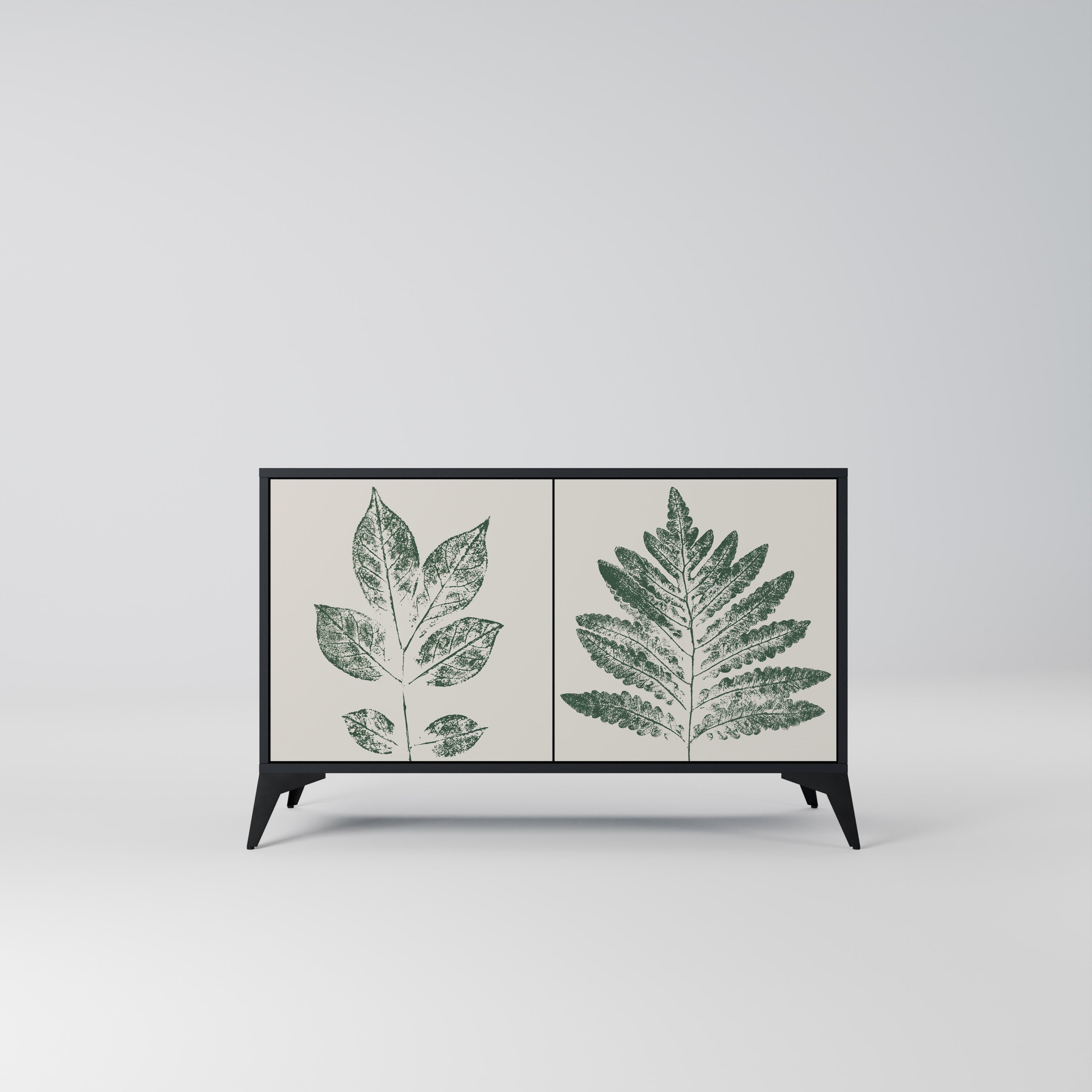 Μπουφές GREEN LEAFY STAMPS με 2 πόρτες σε μαύρο φινίρισμα