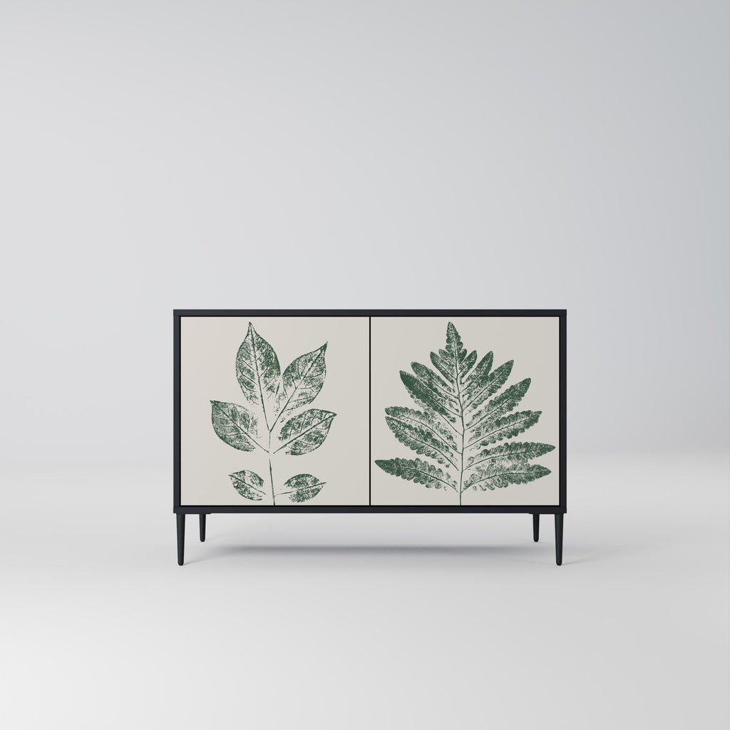 Μπουφές GREEN LEAFY STAMPS με 2 πόρτες σε μαύρο φινίρισμα