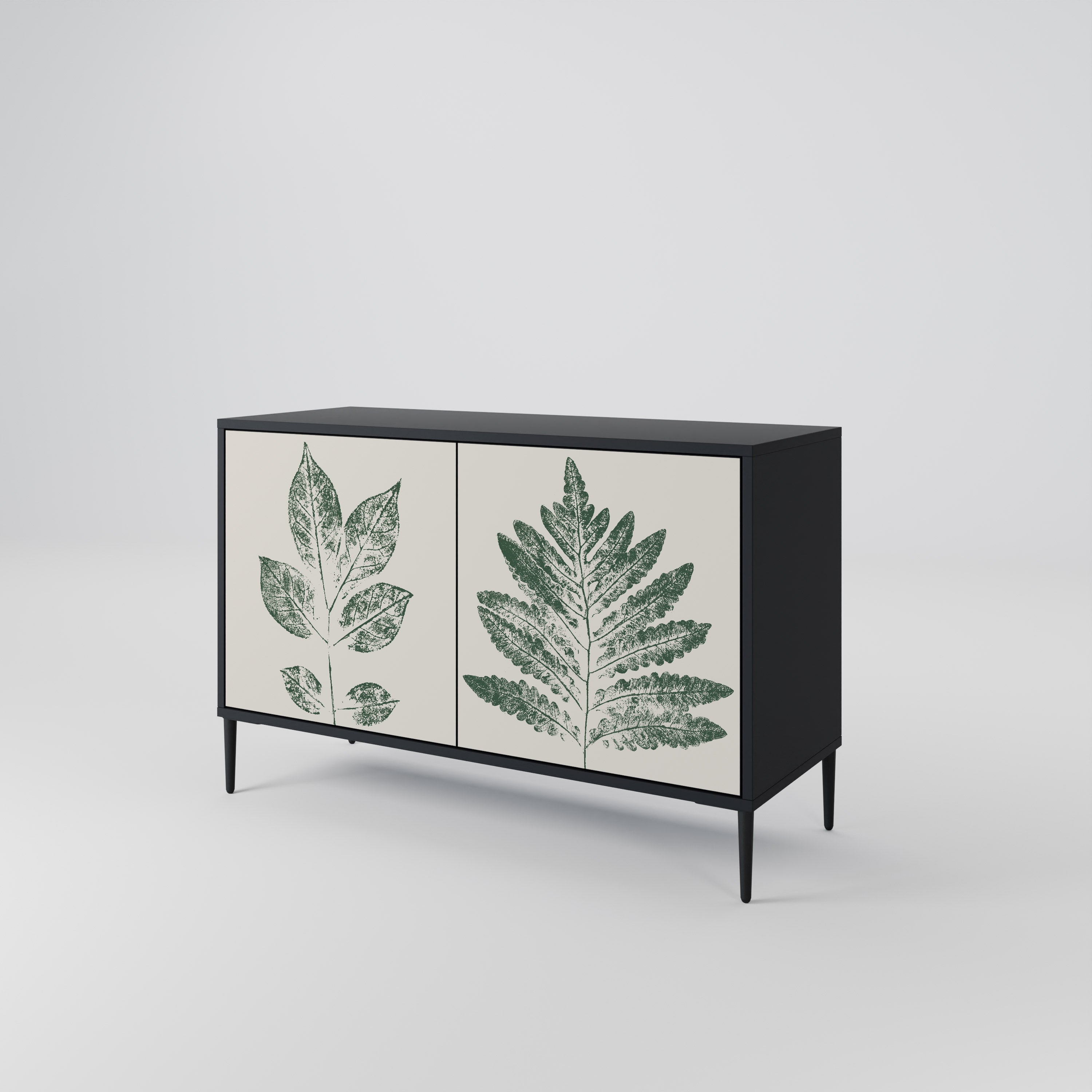 Μπουφές GREEN LEAFY STAMPS με 2 πόρτες σε μαύρο φινίρισμα