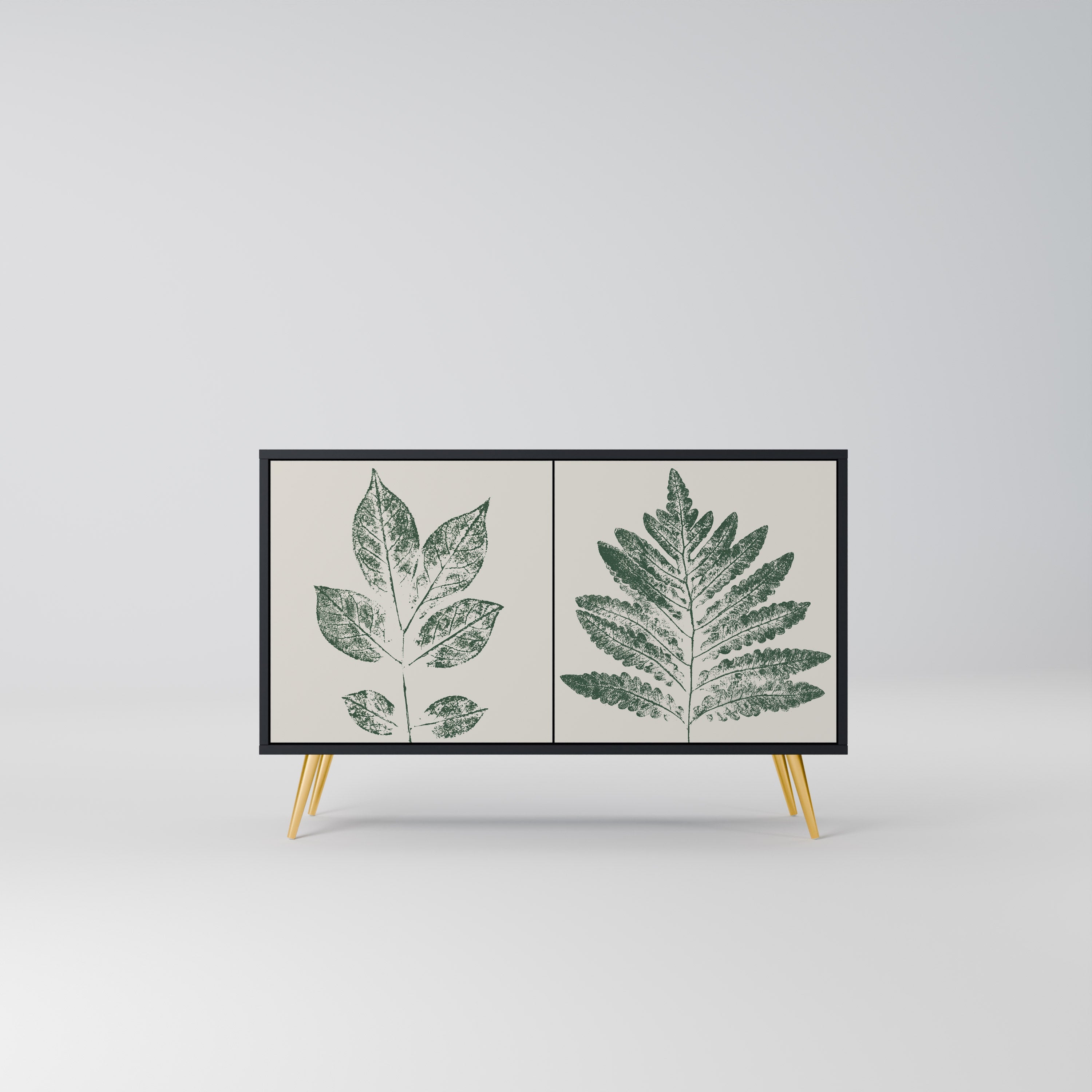 Μπουφές GREEN LEAFY STAMPS με 2 πόρτες σε μαύρο φινίρισμα
