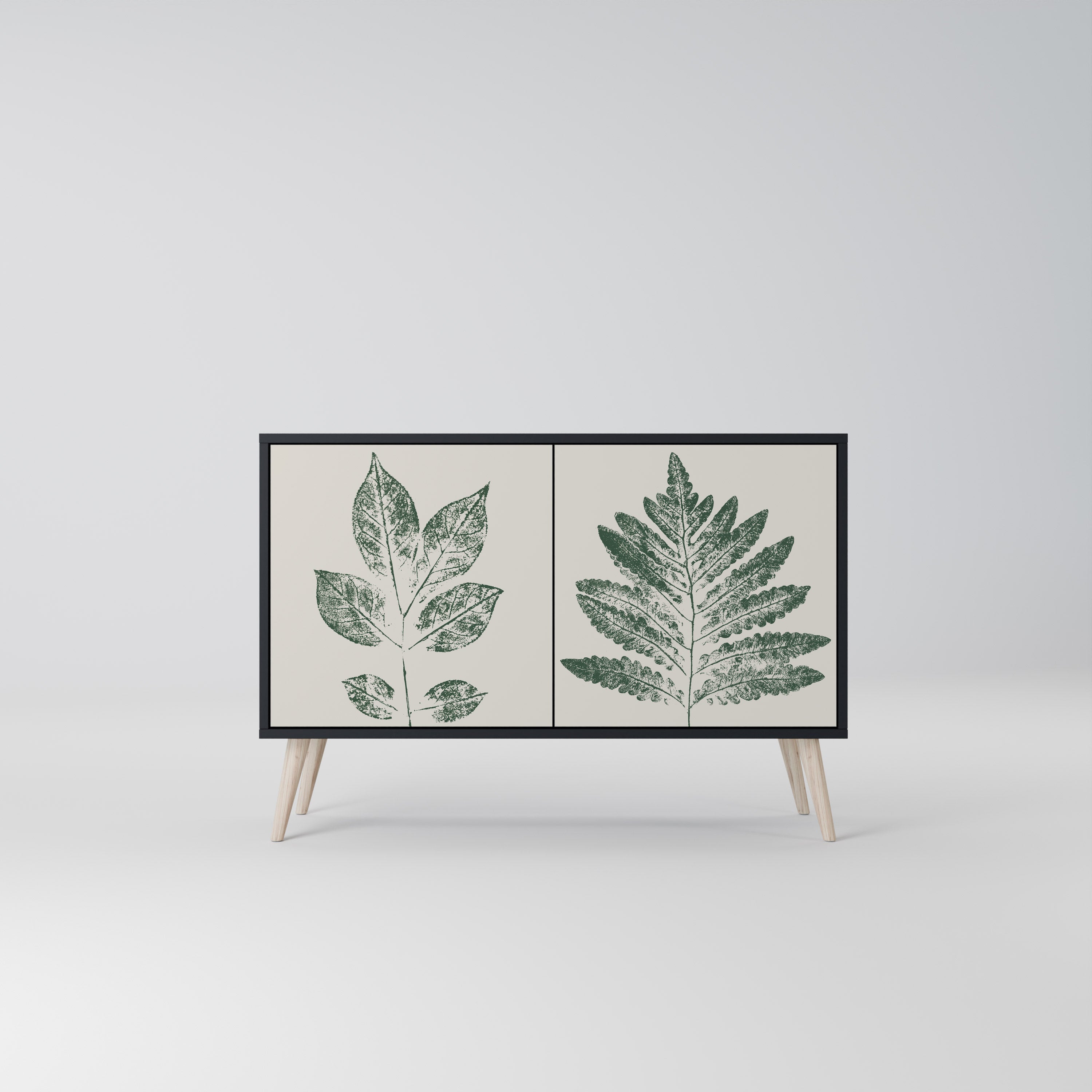 Μπουφές GREEN LEAFY STAMPS με 2 πόρτες σε μαύρο φινίρισμα