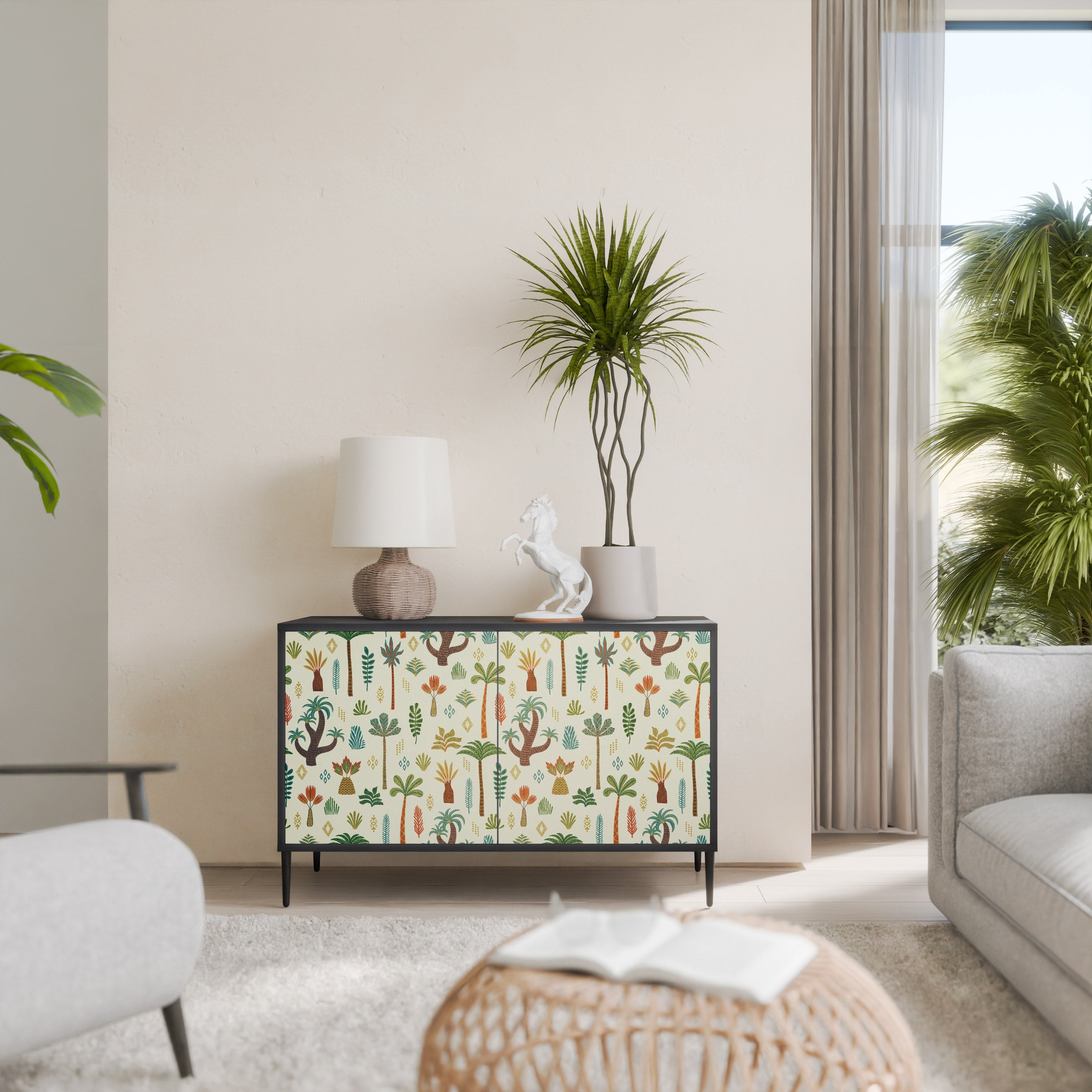 Μπουφές PALM SPRING 2 πορτών σε μαύρο φινίρισμα