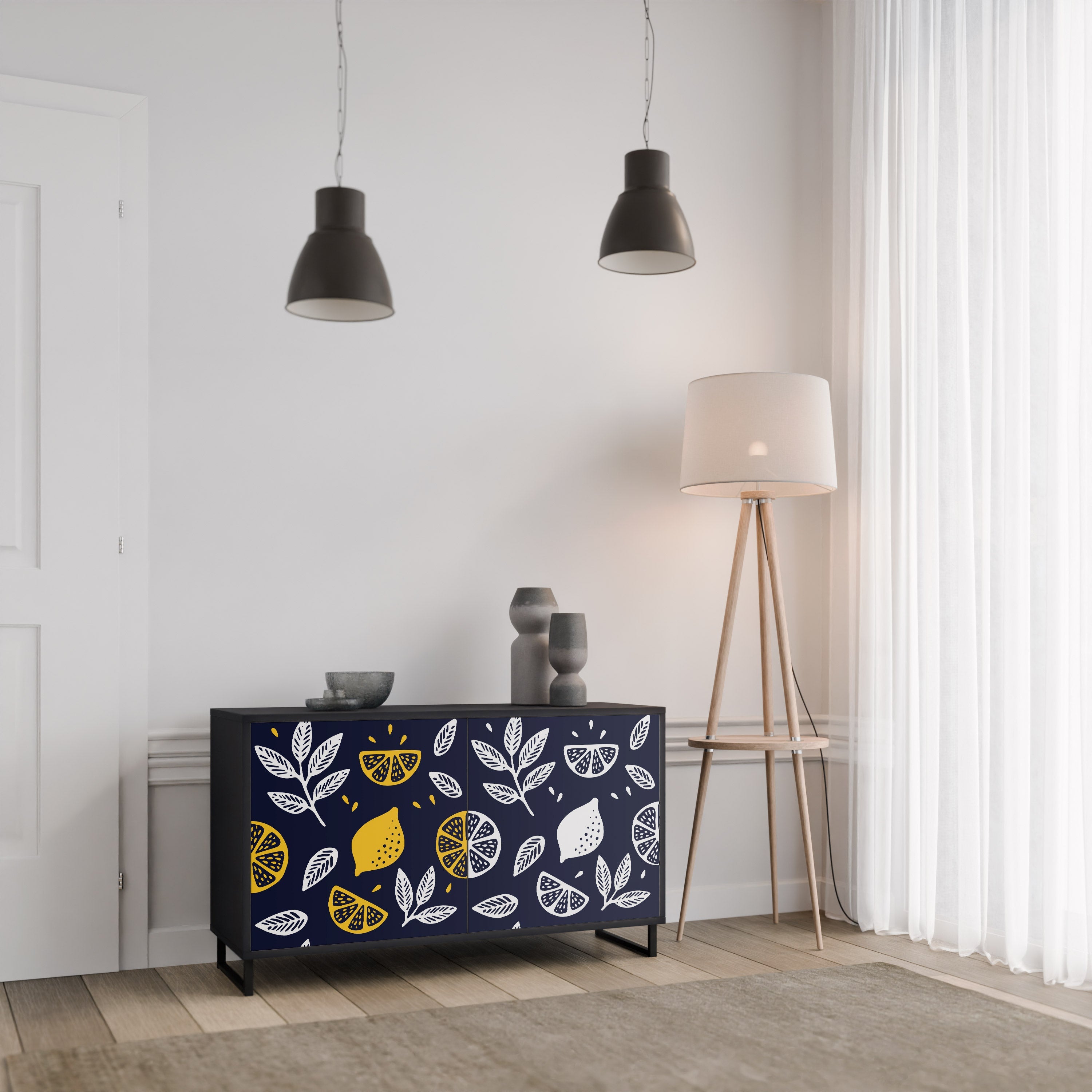 CITRUS BLACK AND WHITE Μπουφές με 2 πόρτες σε μαύρο φινίρισμα