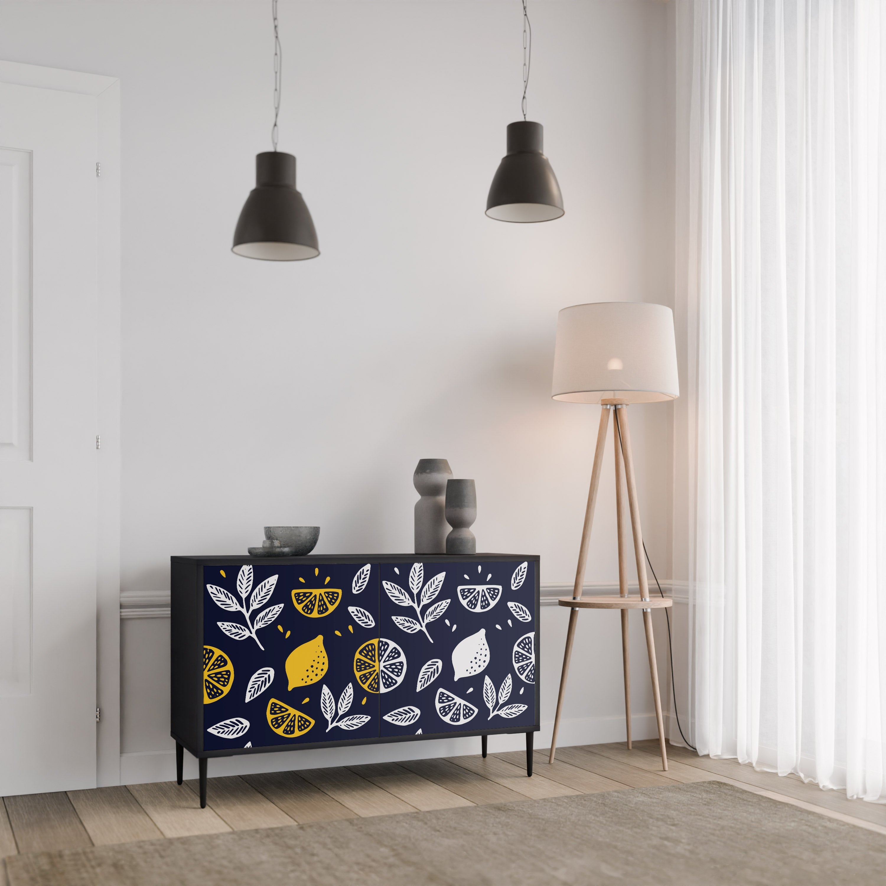 CITRUS BLACK AND WHITE Μπουφές με 2 πόρτες σε μαύρο φινίρισμα
