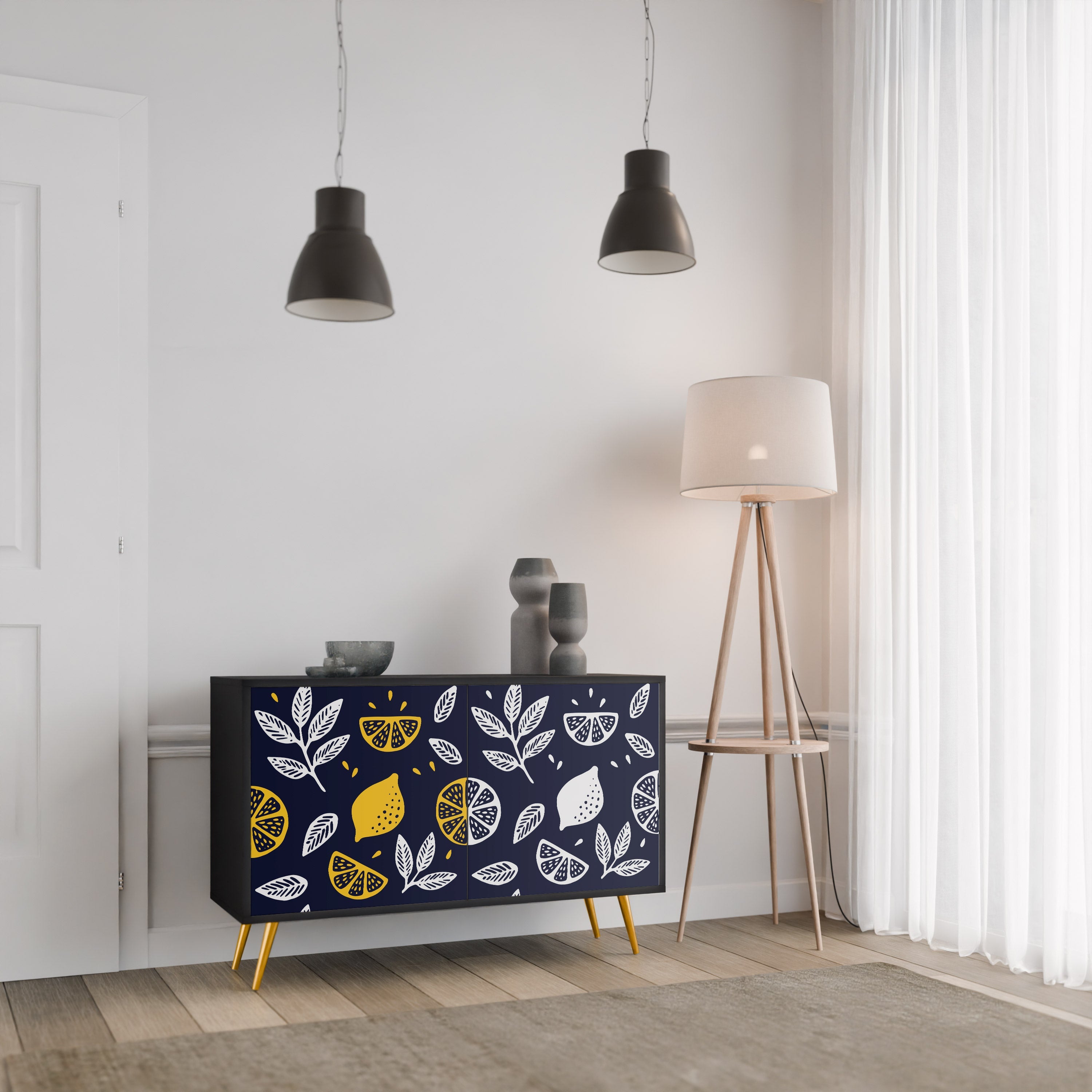 CITRUS BLACK AND WHITE Μπουφές με 2 πόρτες σε μαύρο φινίρισμα
