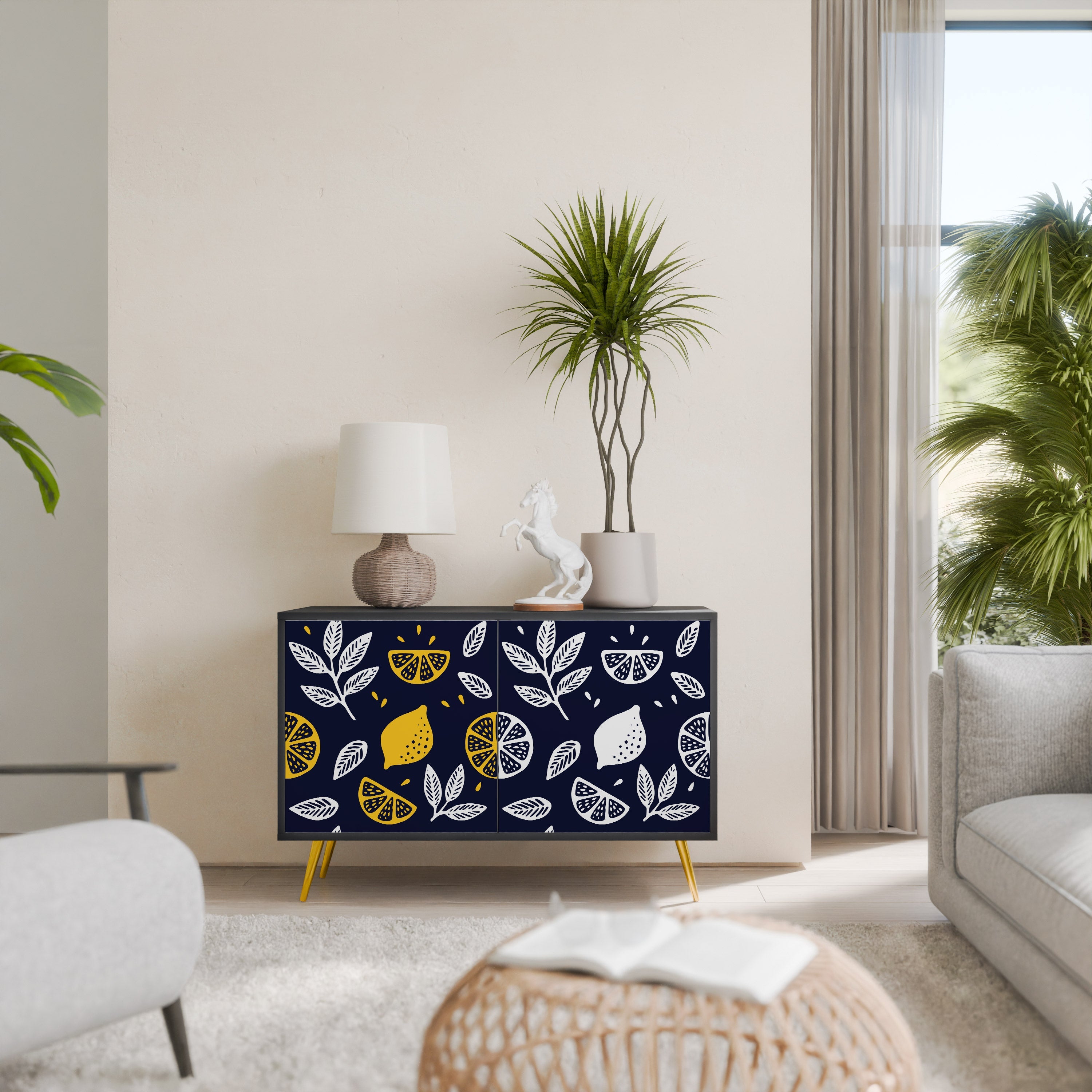 CITRUS BLACK AND WHITE Μπουφές με 2 πόρτες σε μαύρο φινίρισμα