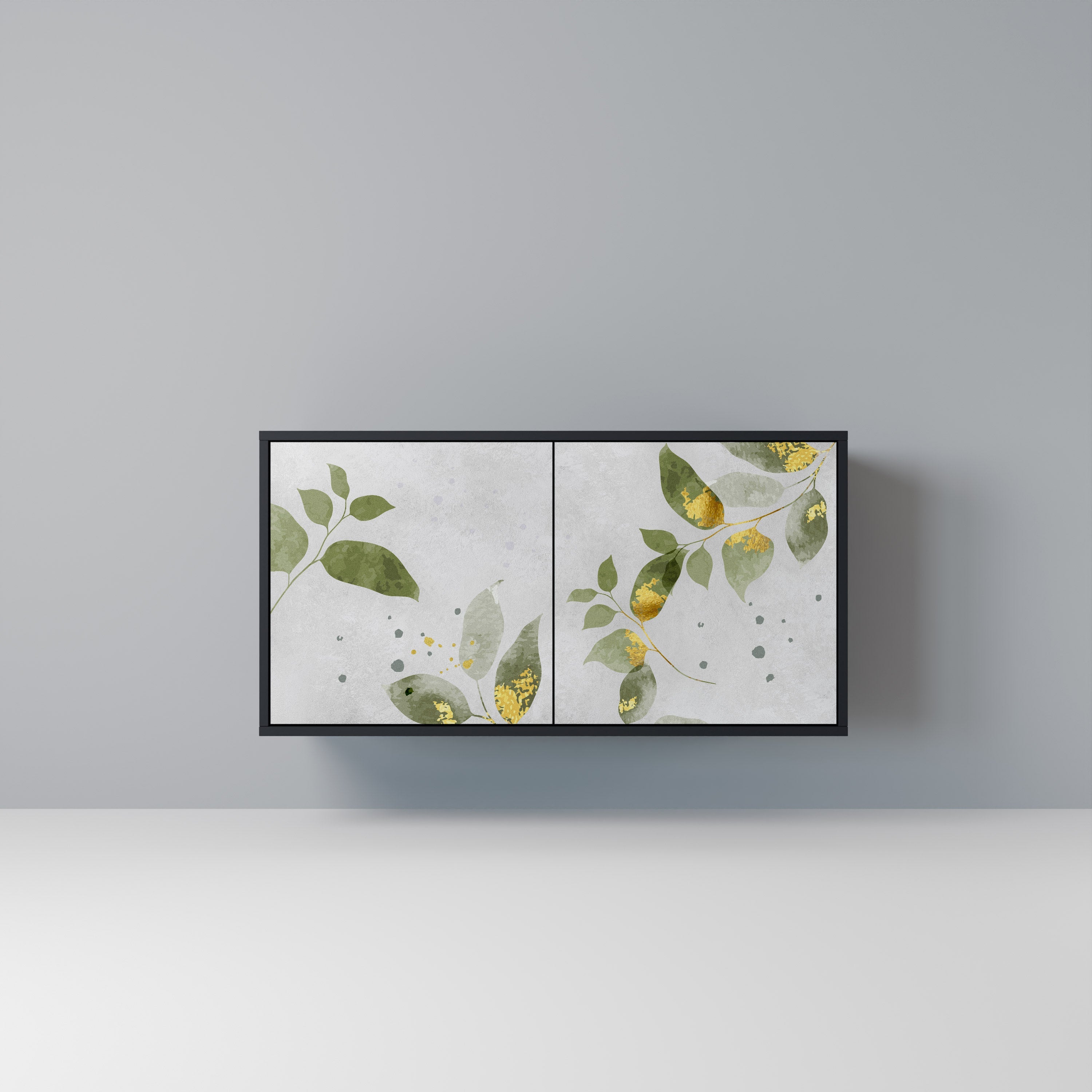 ELEGANT BOTANICS Μπουφές με 2 πόρτες σε μαύρο φινίρισμα