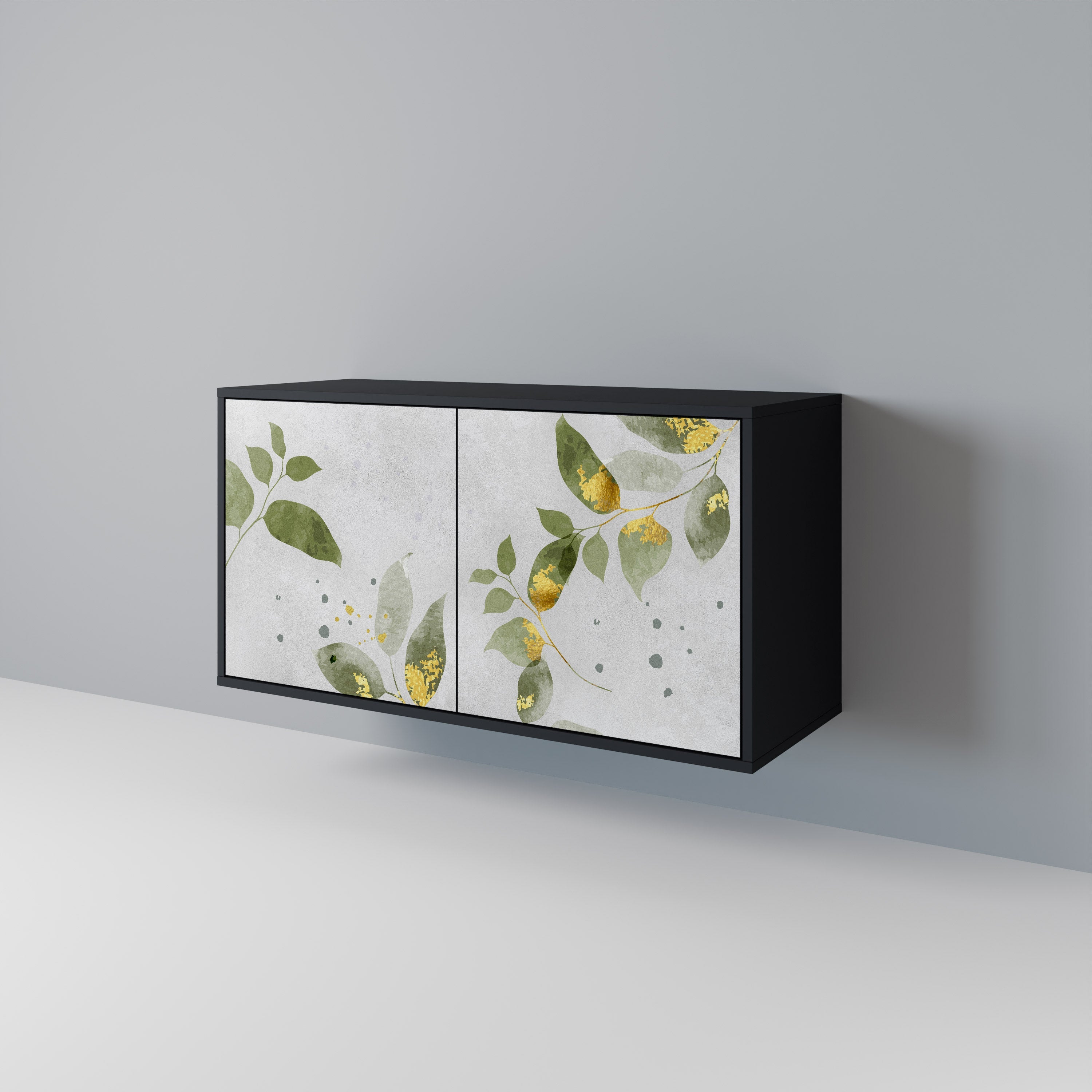 ELEGANT BOTANICS Μπουφές με 2 πόρτες σε μαύρο φινίρισμα