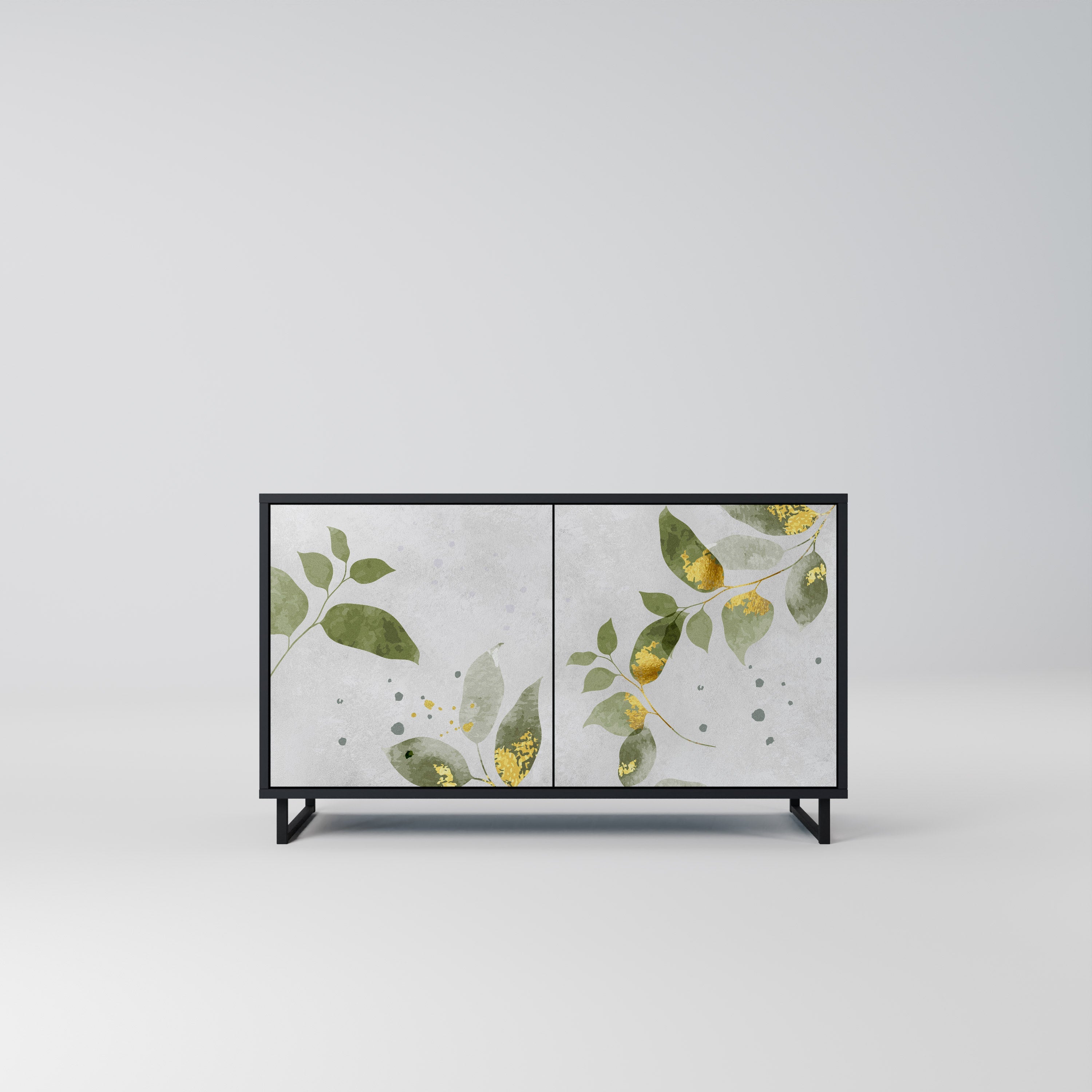 ELEGANT BOTANICS Μπουφές με 2 πόρτες σε μαύρο φινίρισμα