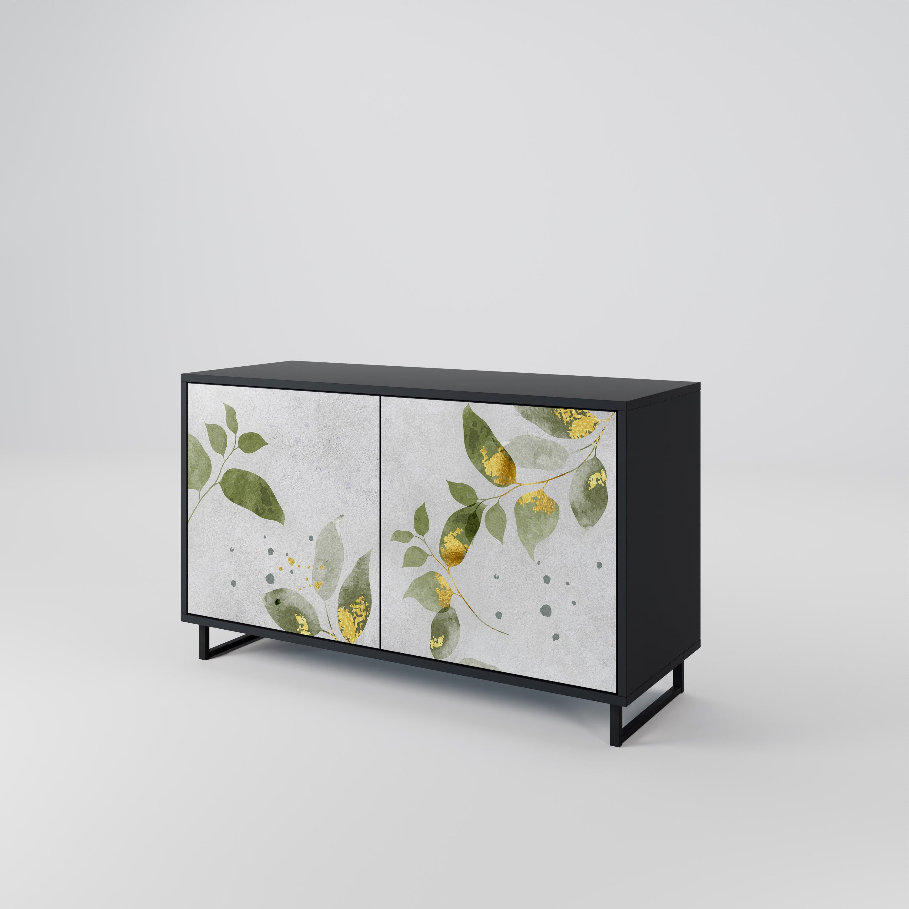 ELEGANT BOTANICS Μπουφές με 2 πόρτες σε μαύρο φινίρισμα