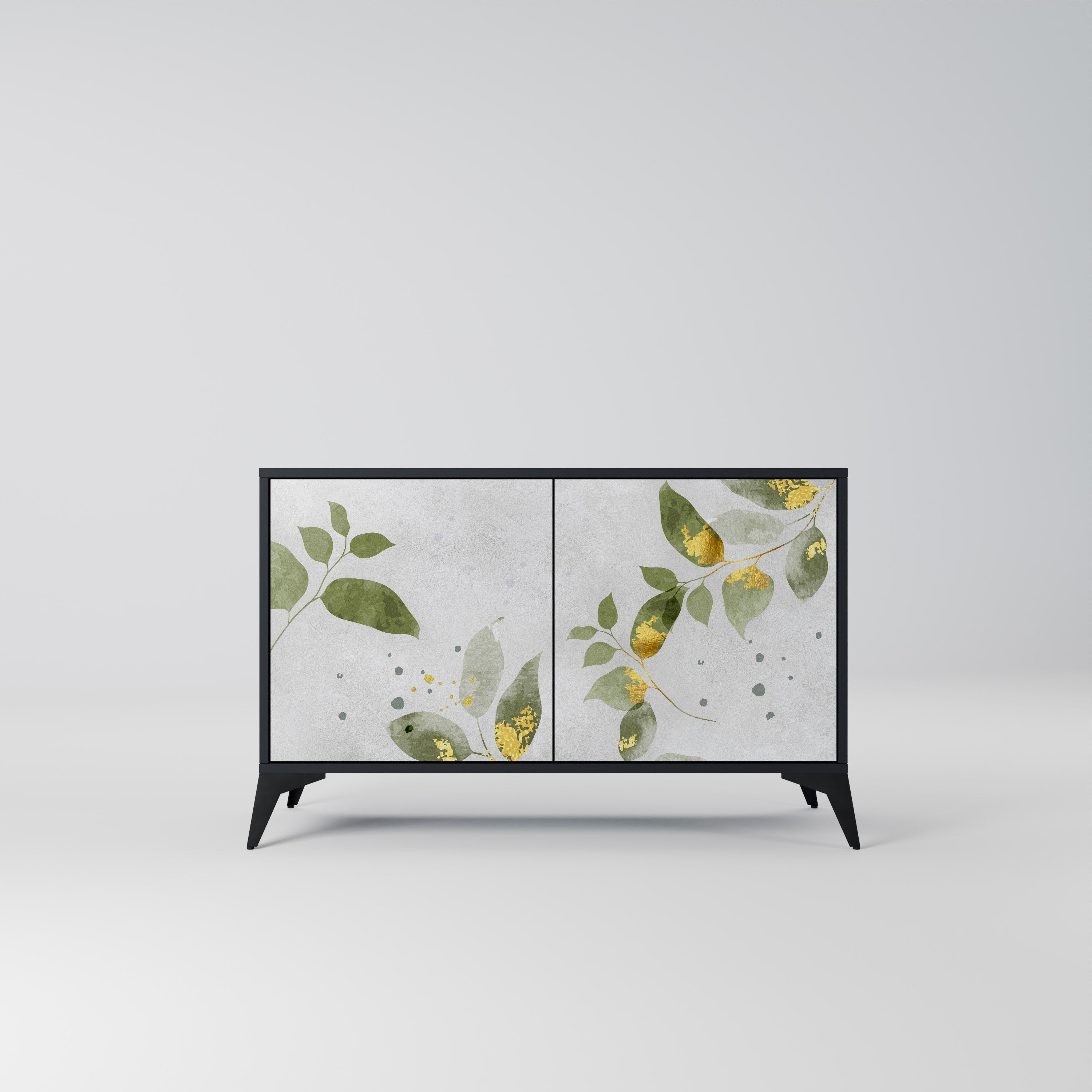 ELEGANT BOTANICS Μπουφές με 2 πόρτες σε μαύρο φινίρισμα