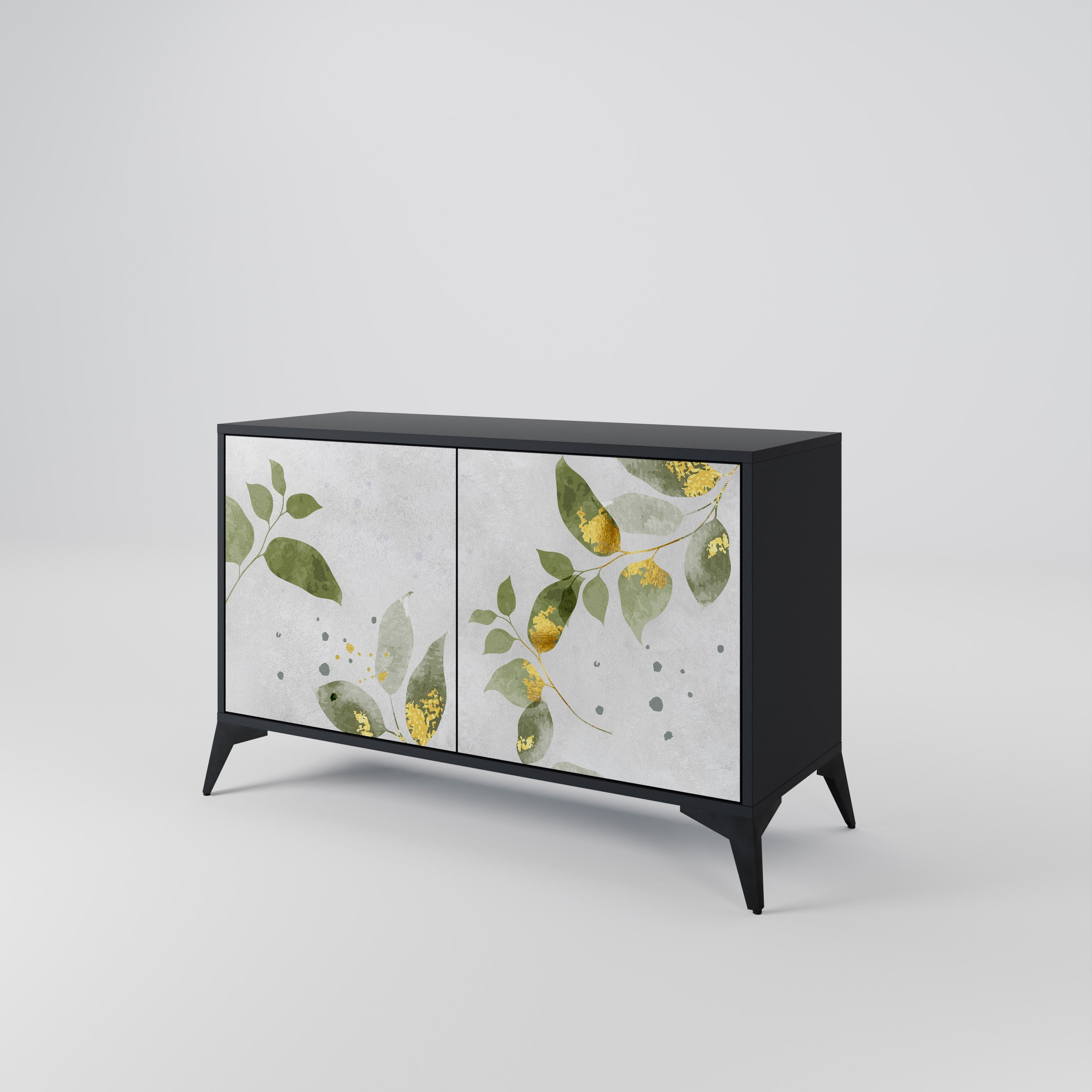 ELEGANT BOTANICS Μπουφές με 2 πόρτες σε μαύρο φινίρισμα