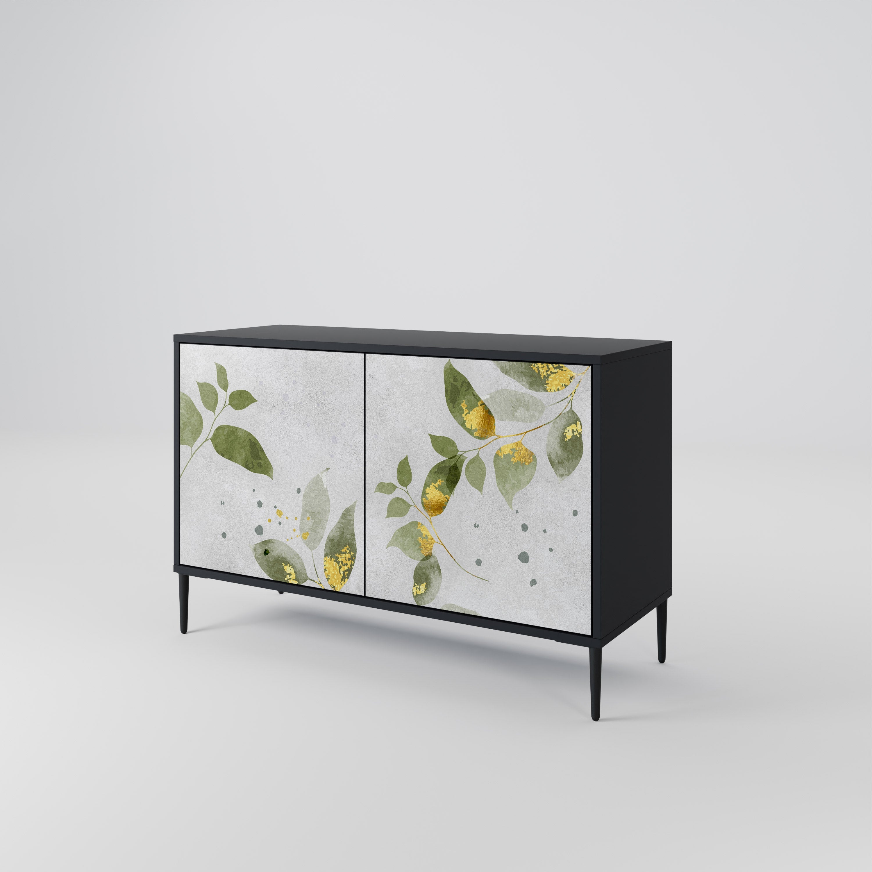 ELEGANT BOTANICS Μπουφές με 2 πόρτες σε μαύρο φινίρισμα