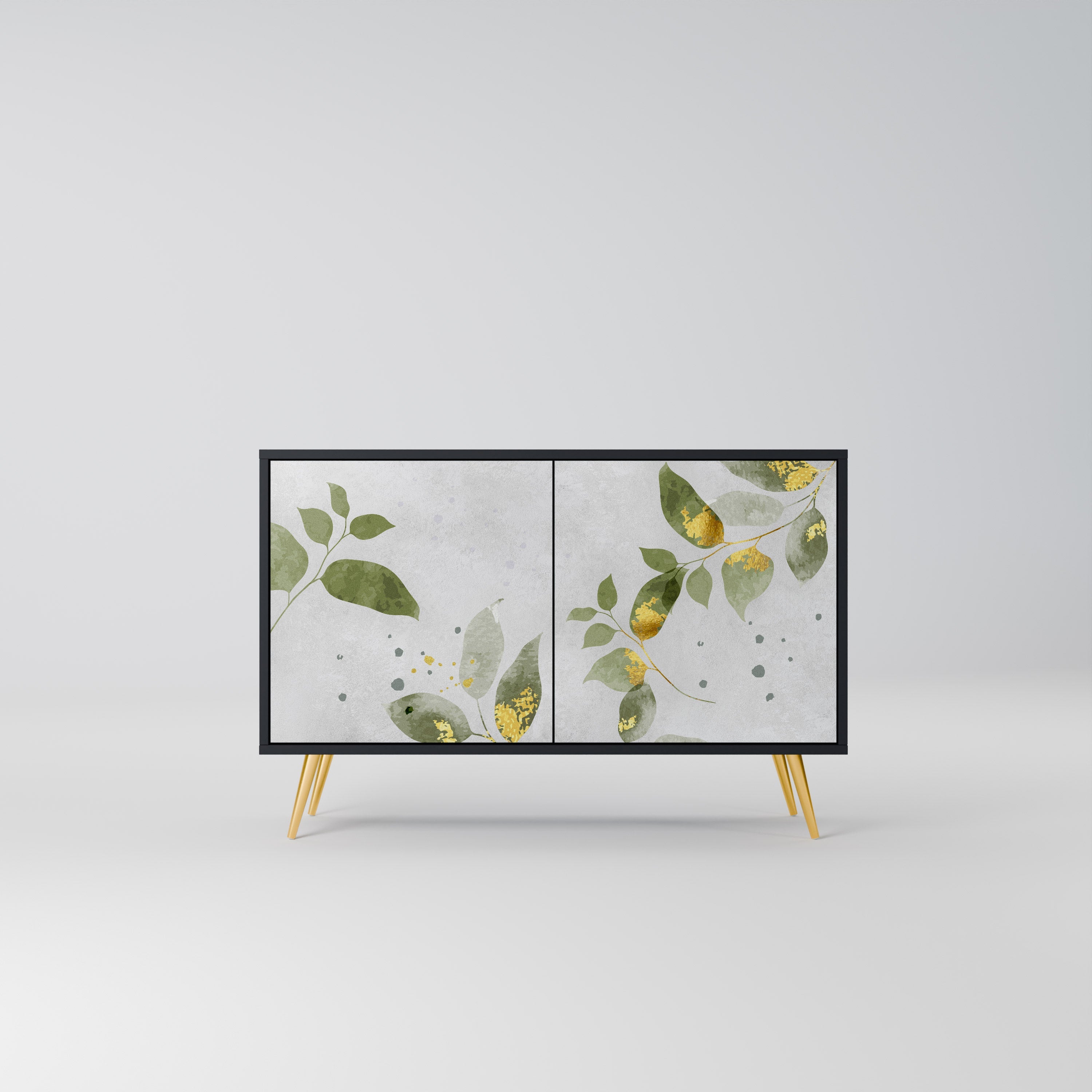 ELEGANT BOTANICS Μπουφές με 2 πόρτες σε μαύρο φινίρισμα