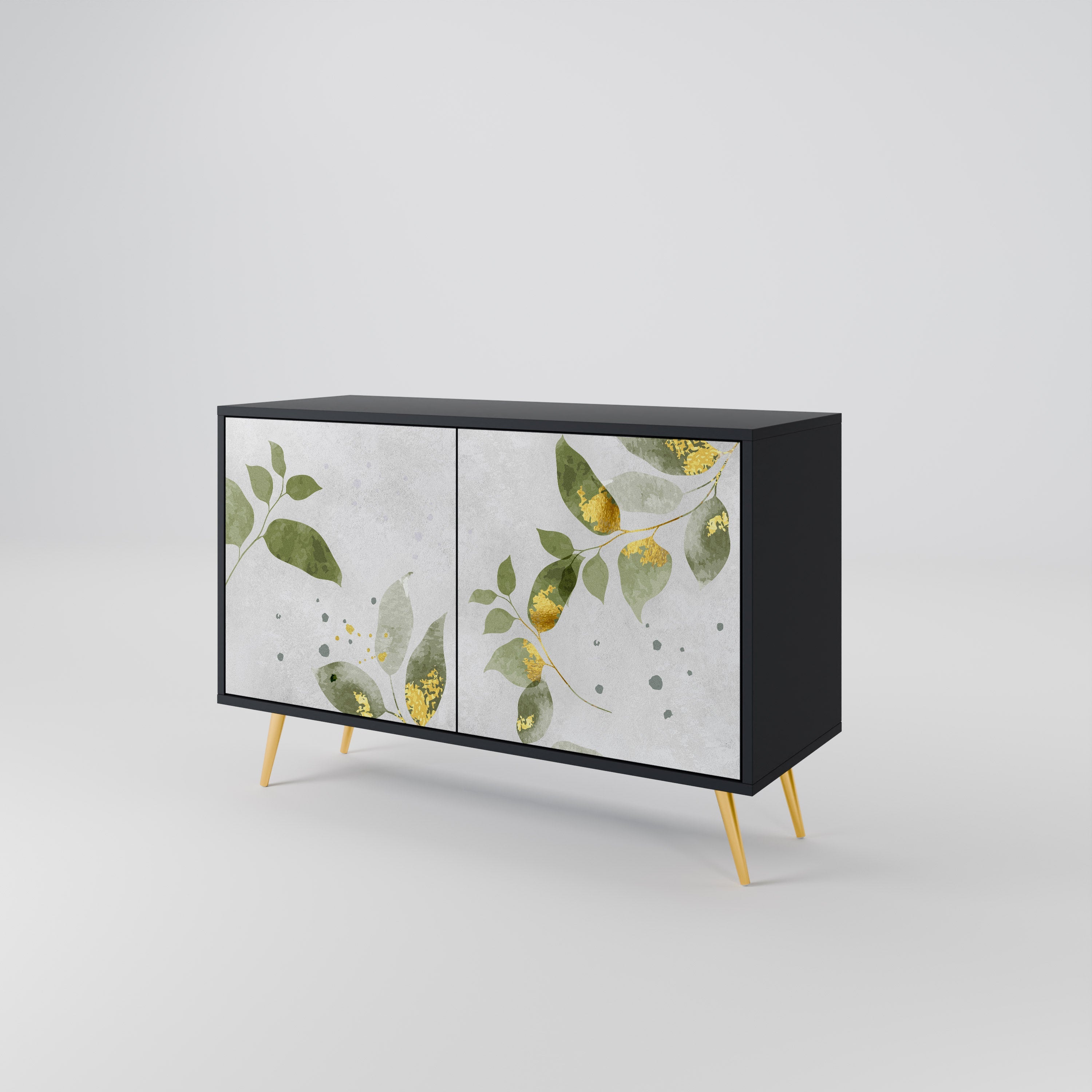 ELEGANT BOTANICS Μπουφές με 2 πόρτες σε μαύρο φινίρισμα