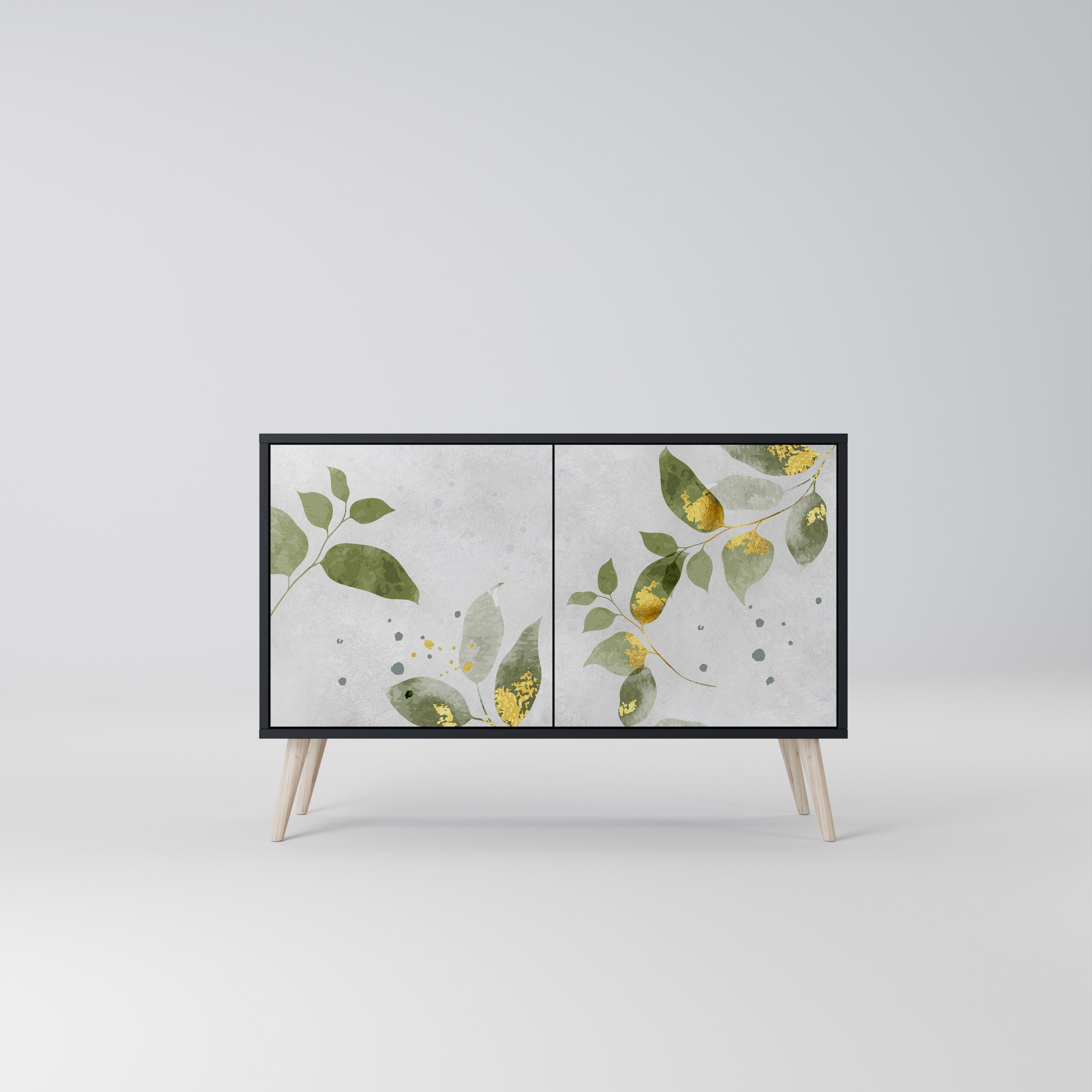 ELEGANT BOTANICS Μπουφές με 2 πόρτες σε μαύρο φινίρισμα