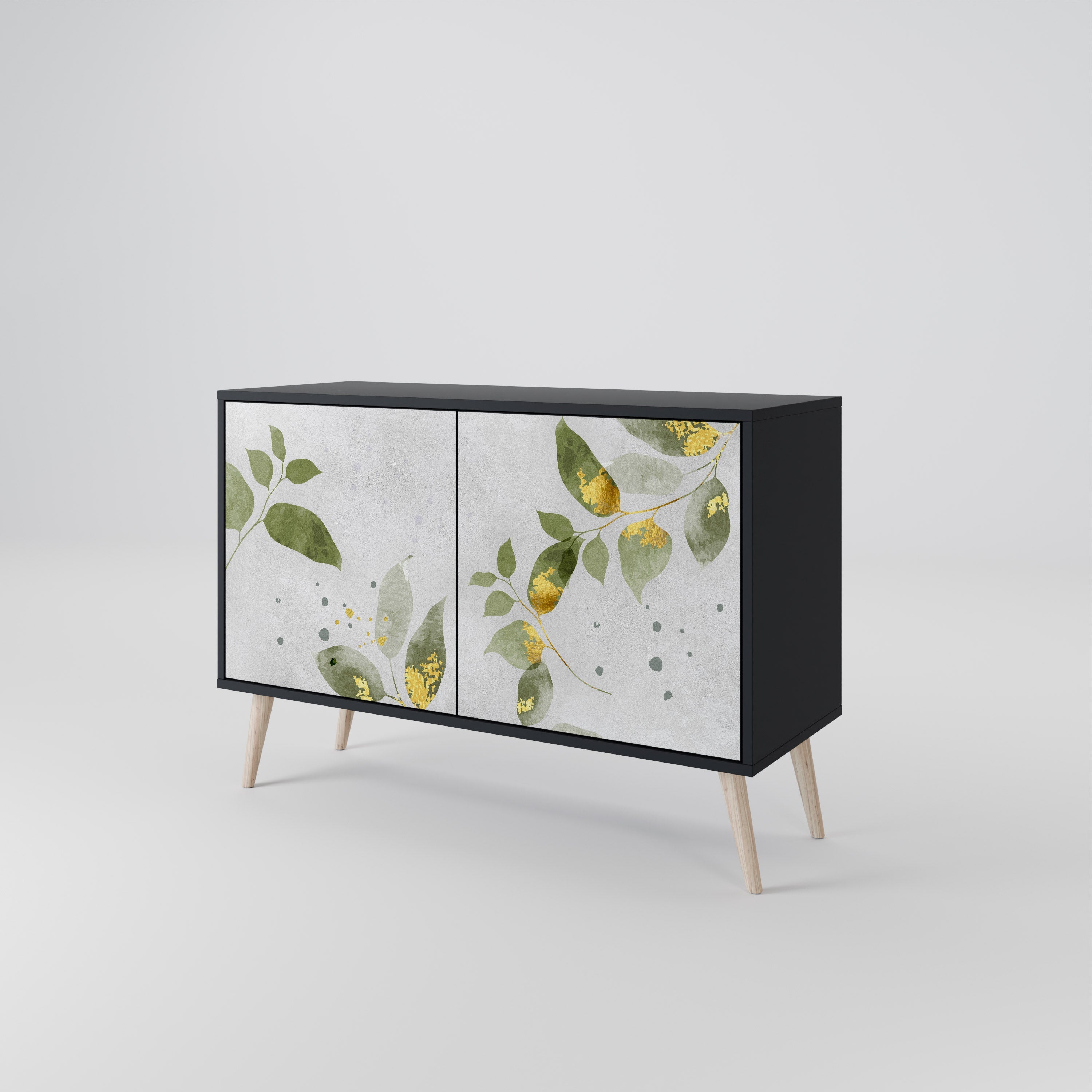 ELEGANT BOTANICS Μπουφές με 2 πόρτες σε μαύρο φινίρισμα