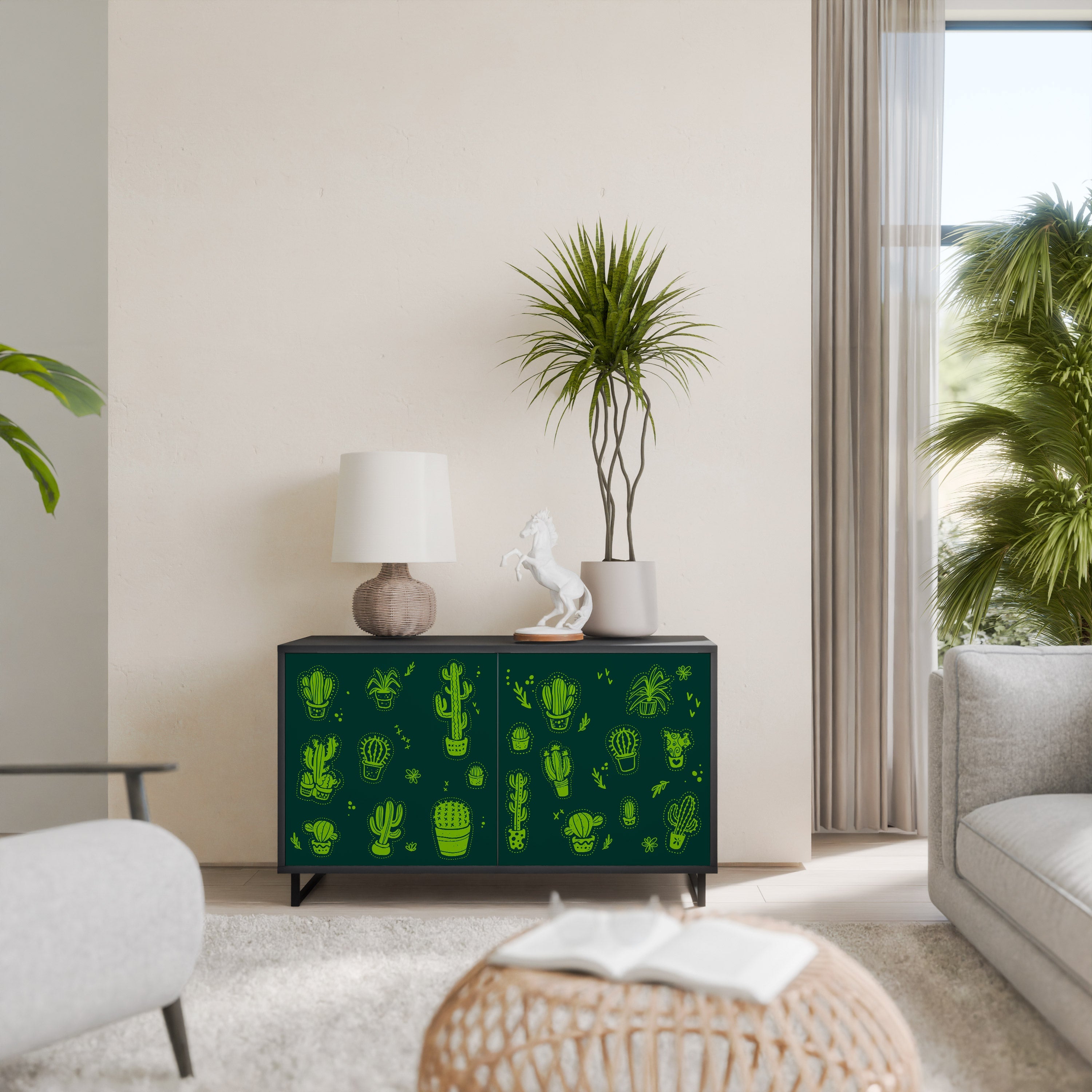 Μπουφές DESERT GREEN με 2 πόρτες σε μαύρο φινίρισμα