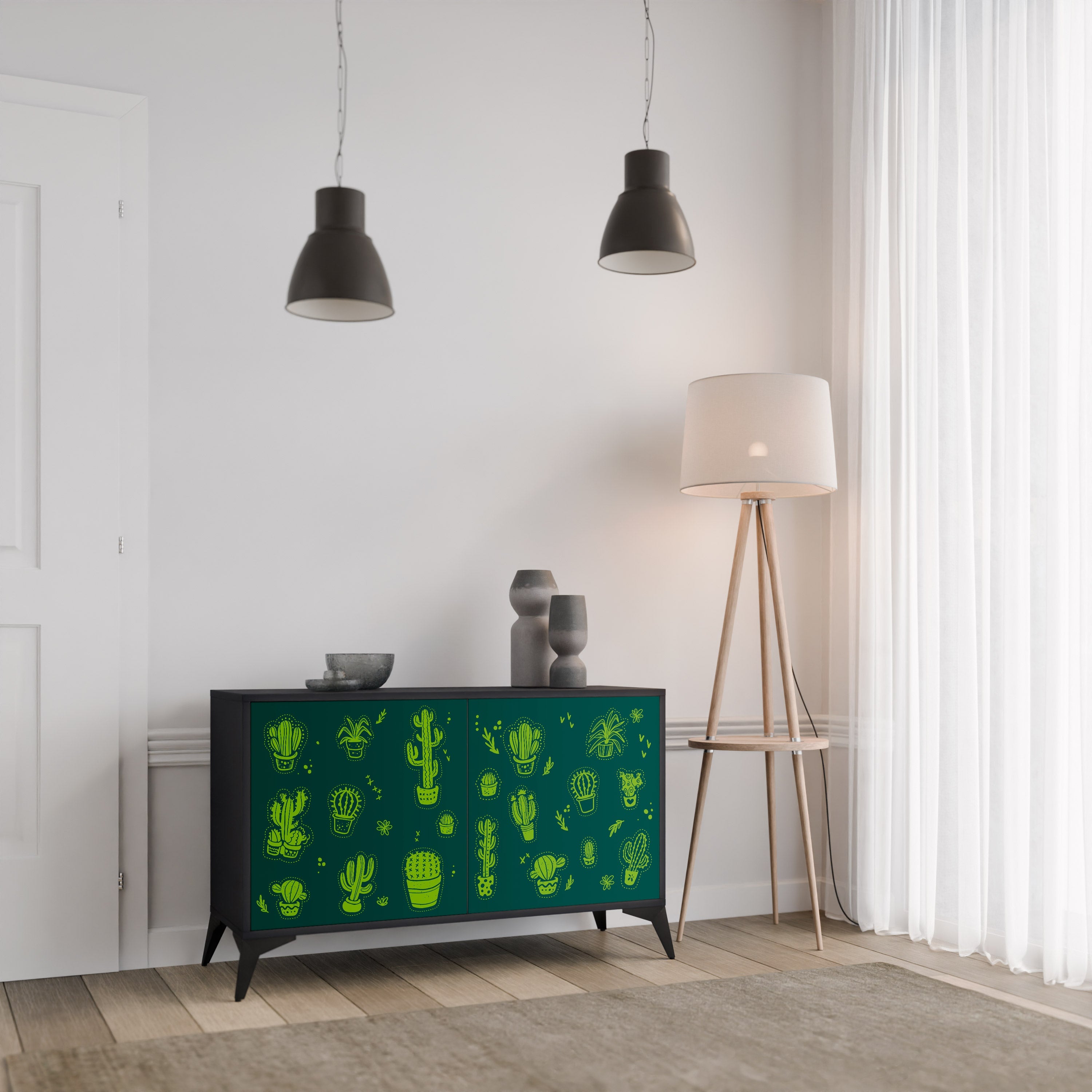 Μπουφές DESERT GREEN με 2 πόρτες σε μαύρο φινίρισμα
